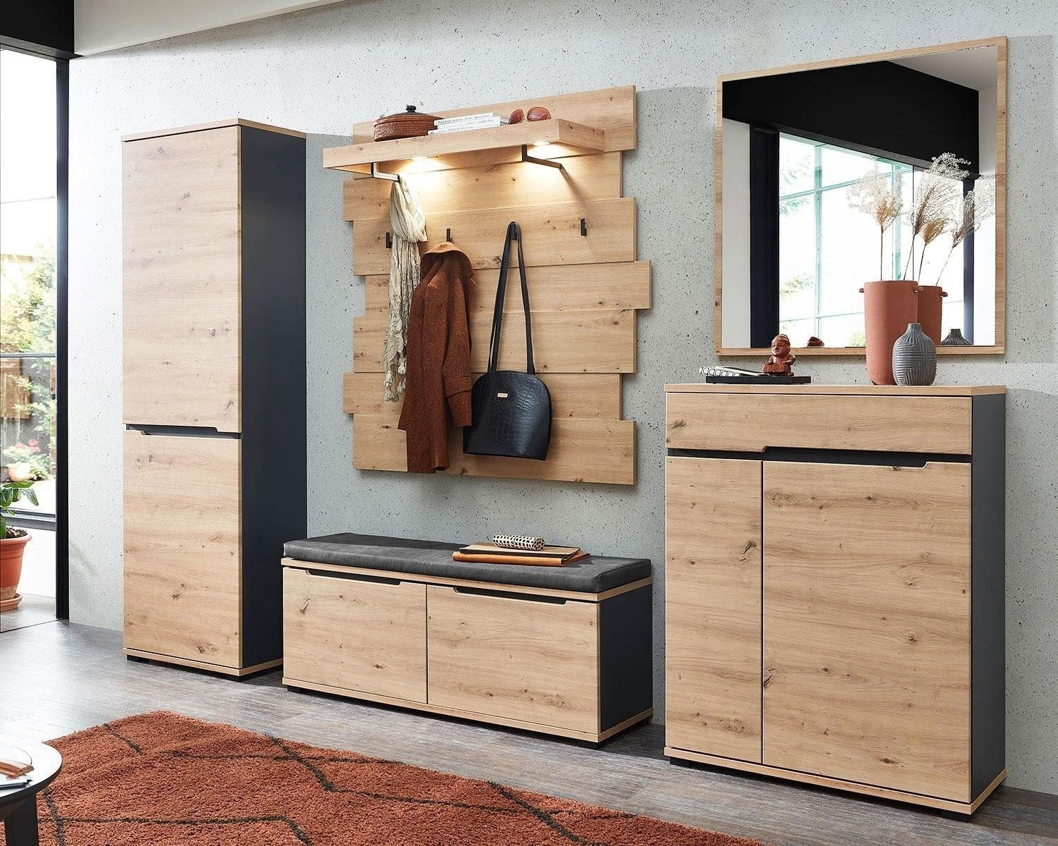 Vito Schuhschrank SEDEO, Artisan Eiche Dekor, Graphitfarben, (1er Set) mit 2 Türen und 1 Schublade, BxHxT 80 x 106 x 38 cm