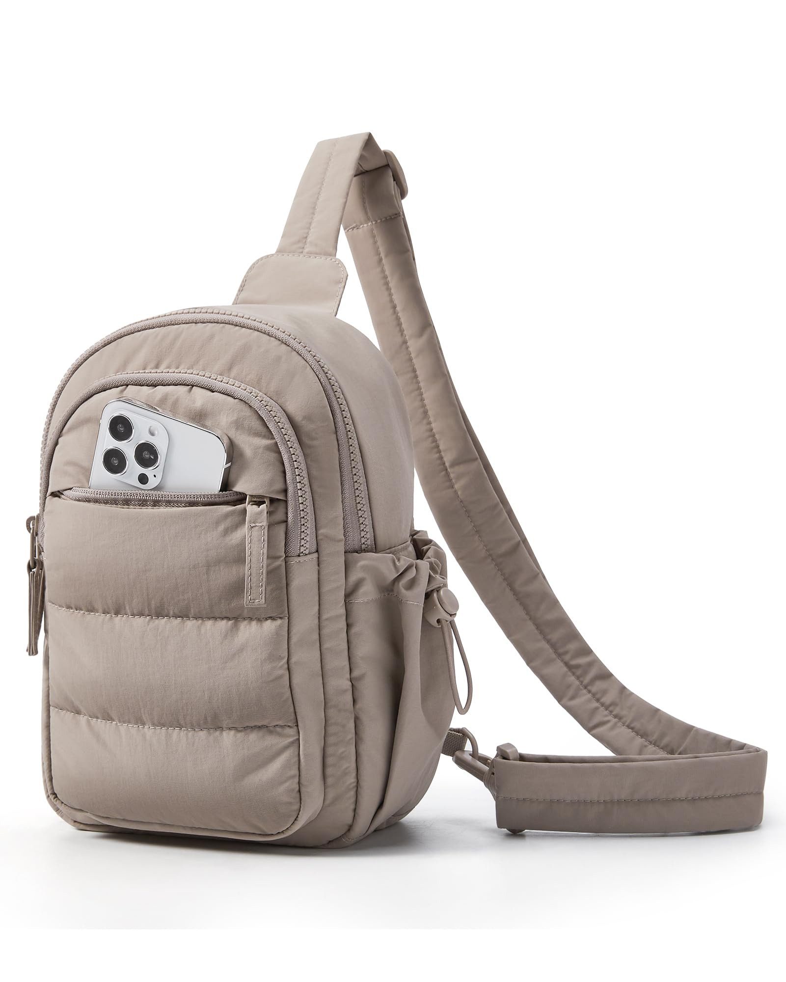 nsihing Umhängetasche Damen Crossbody Bag, Puffer Brusttasche Handytasche Zum Umhängen, Sling Bag mit RFID-Blockierung und Verstellbarer Breitem Schultergurt