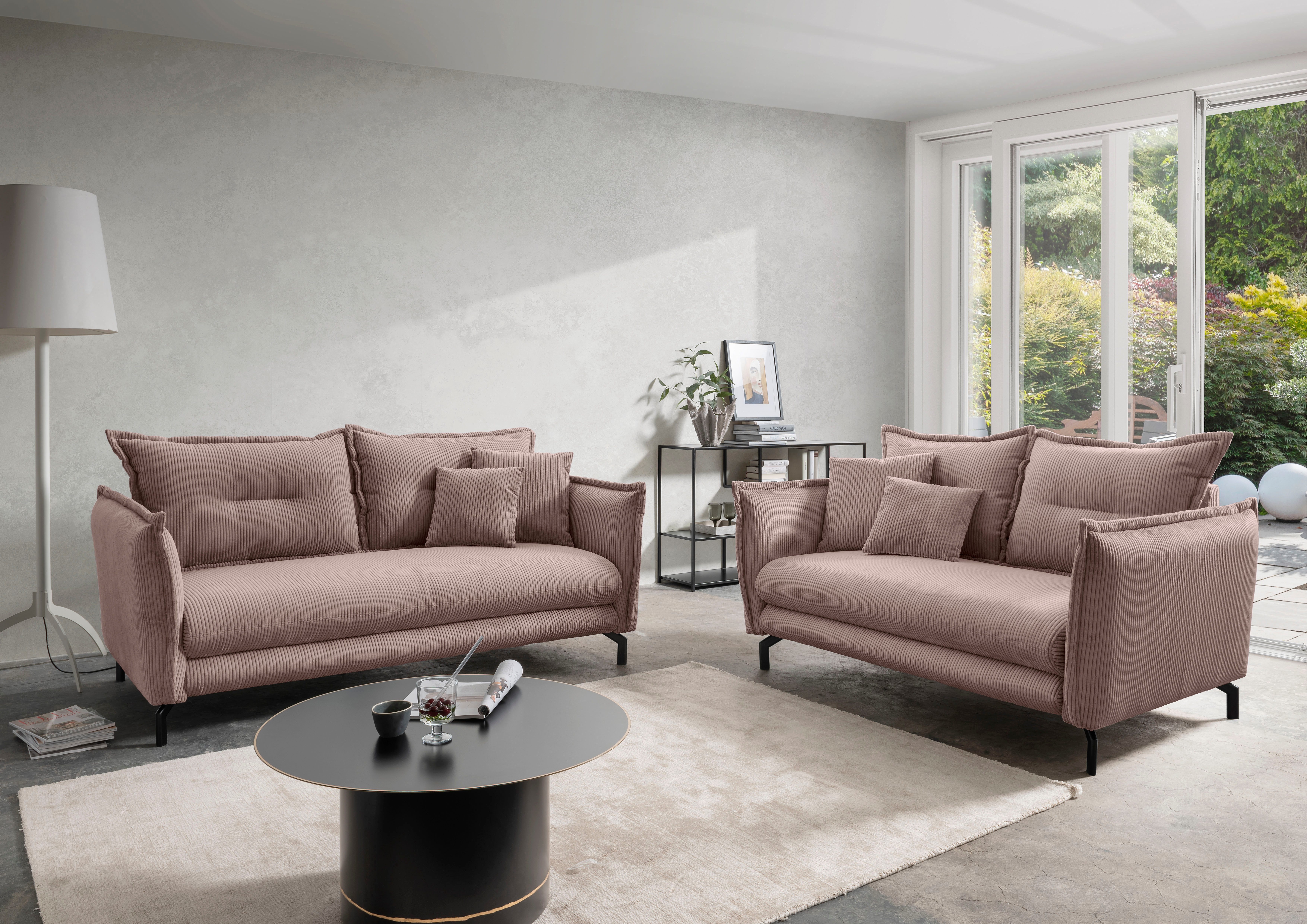 Home affaire Sitzgruppe LAVA modern und elegant, aktuelle Kissenoptik, (2-tlg., 3-Sitzer und 2-Sitzer), Armlehnen verstellbar