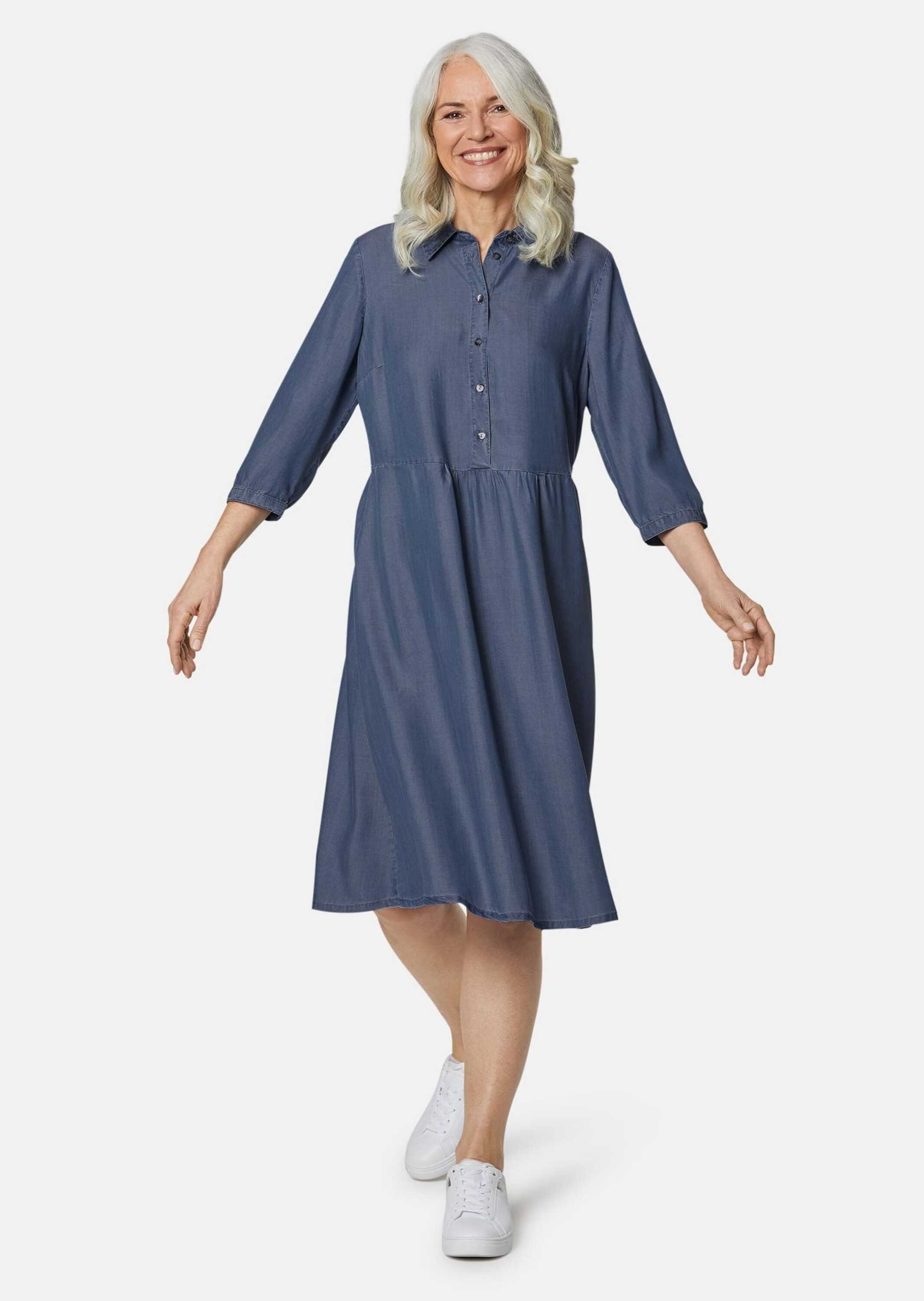 Blusenkleid Kurzgröße: Kleid mit Hemdblusenkragen