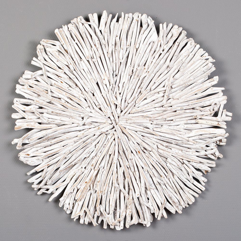 LebensWohnArt Dekoobjekt Wand-Deko-Objekt BULAT White Wash Ø ca. 70cm Treibholz