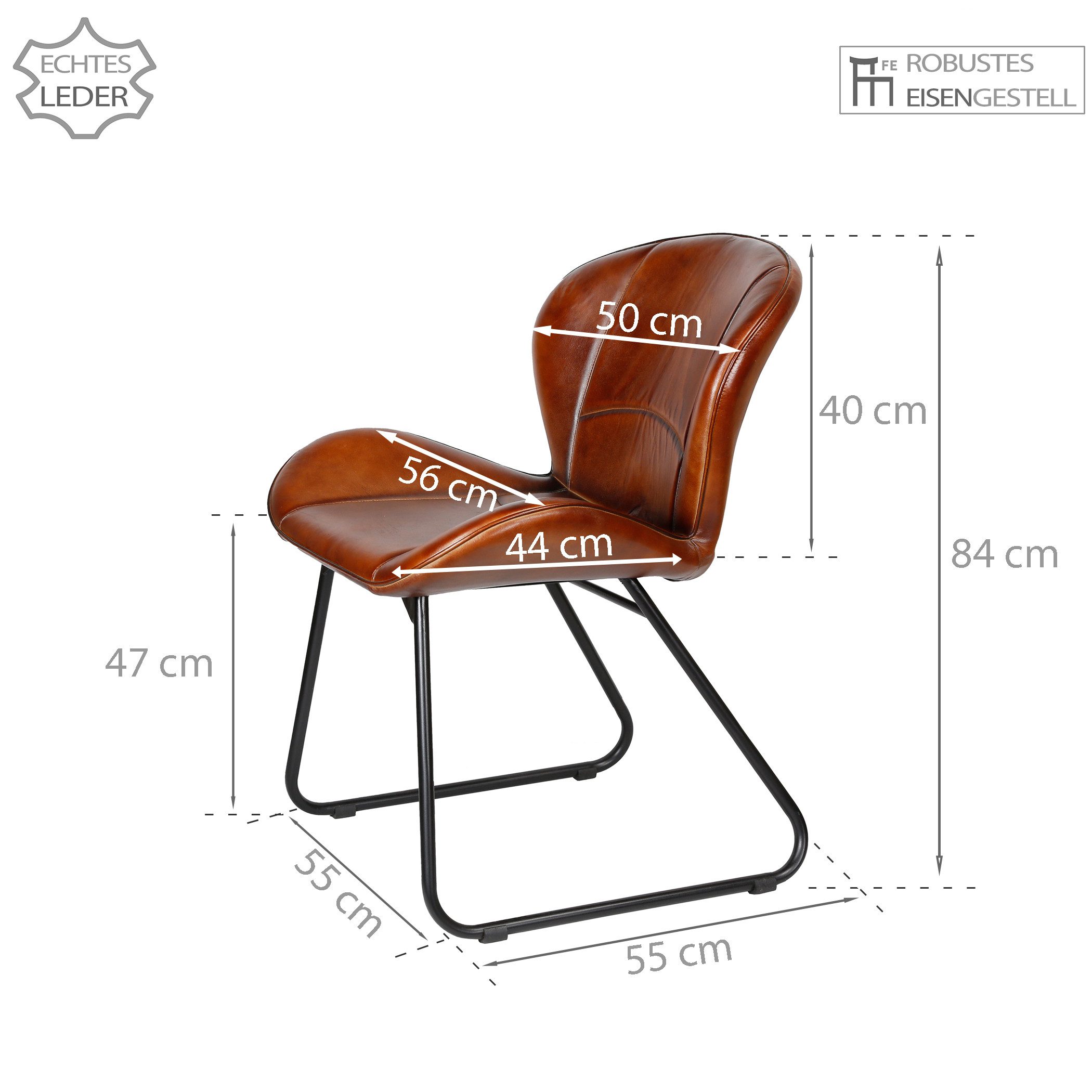 Casa Moro Polsterstuhl Lederstuhl Esszimmerstuhl Echt Leder Rot Braun (einz günstig online kaufen