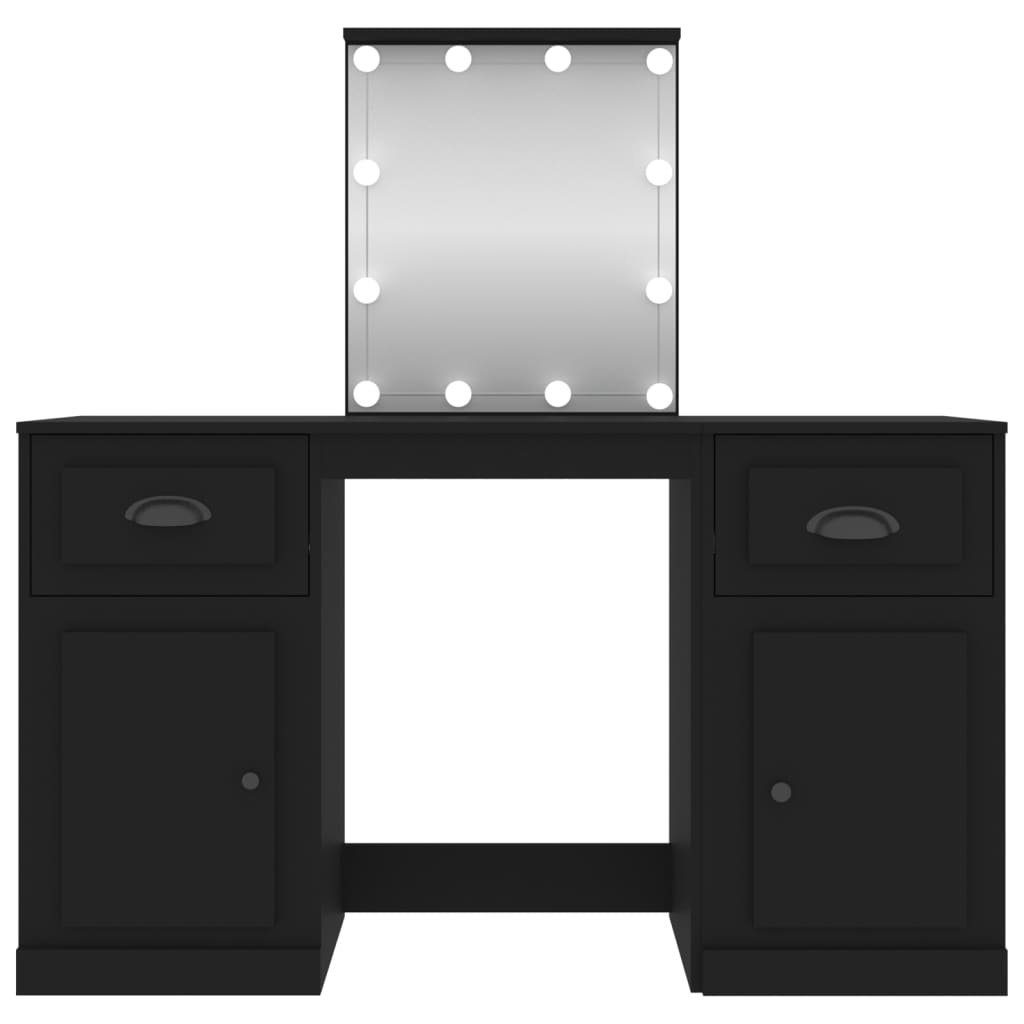 Schminktisch LED-Leuchten 130x50x132,5 cm mit (1-St) Schwarz furnicato