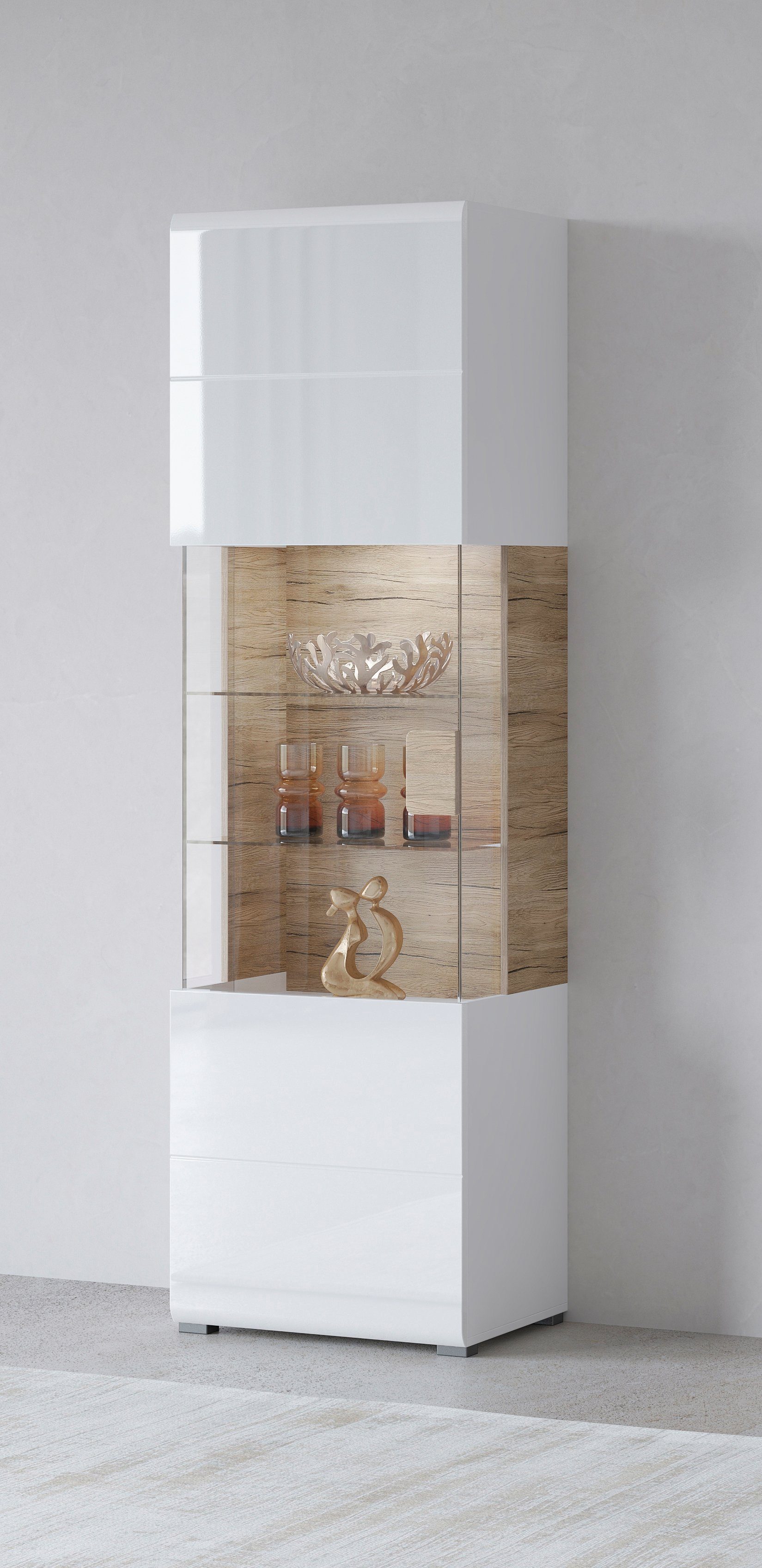 OTTO home Vitrine Toledo,Höhe 204 cm trendige Glasvitrine mit dekorative Fr günstig online kaufen