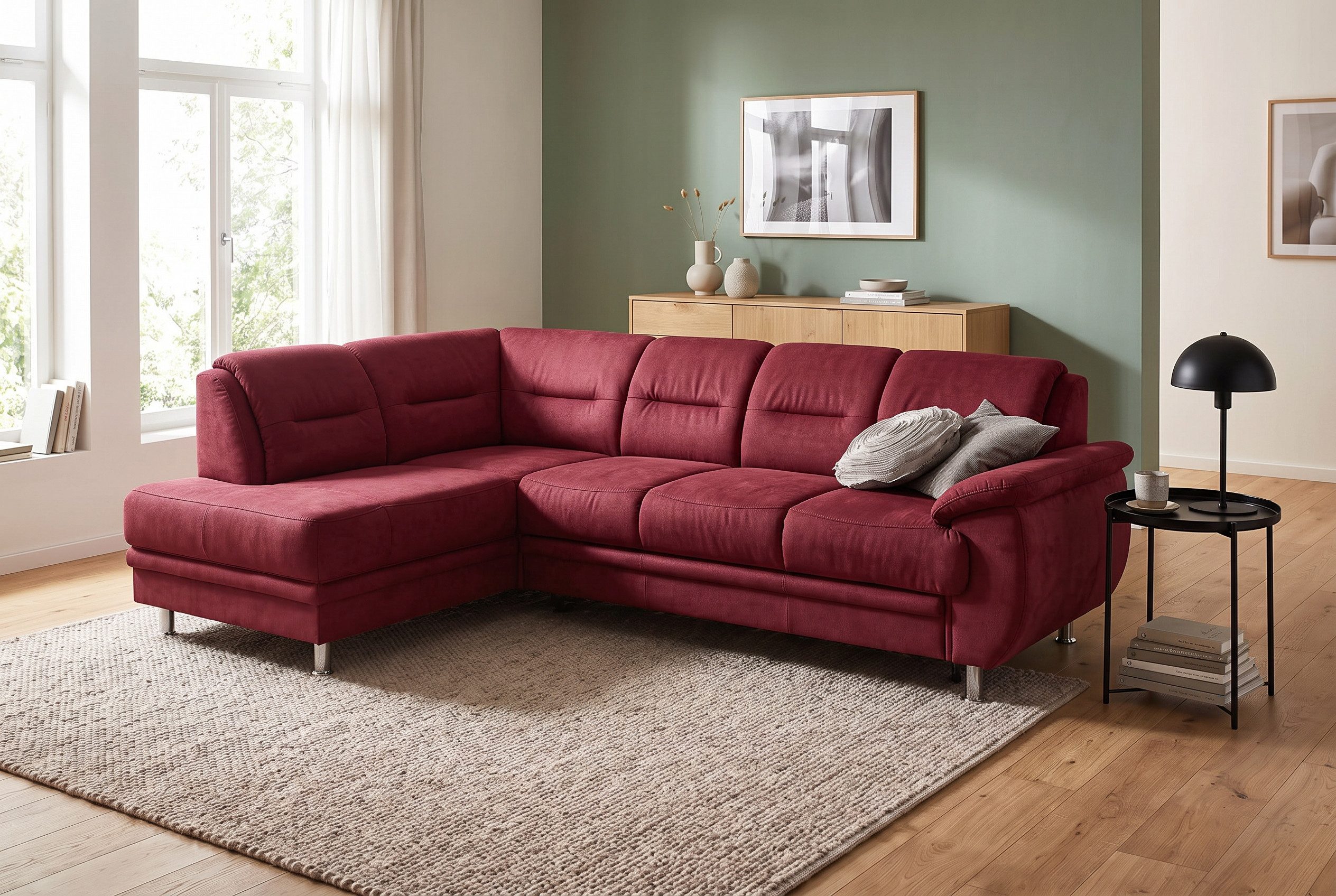 sit&more Ecksofa Mailand L-Form, B: 250 cm, Komfortsitzhöhe 46 cm, optional Schlaffunktion, Eckcouch in Kunstleder & Stoff