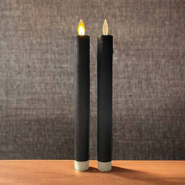 Coen Bakker Deco BV LED-Kerze Wax Candles (Set, 3-tlg), Stabkerzen schwarz 2 Stück Fernbedienung bewegliche Flamme