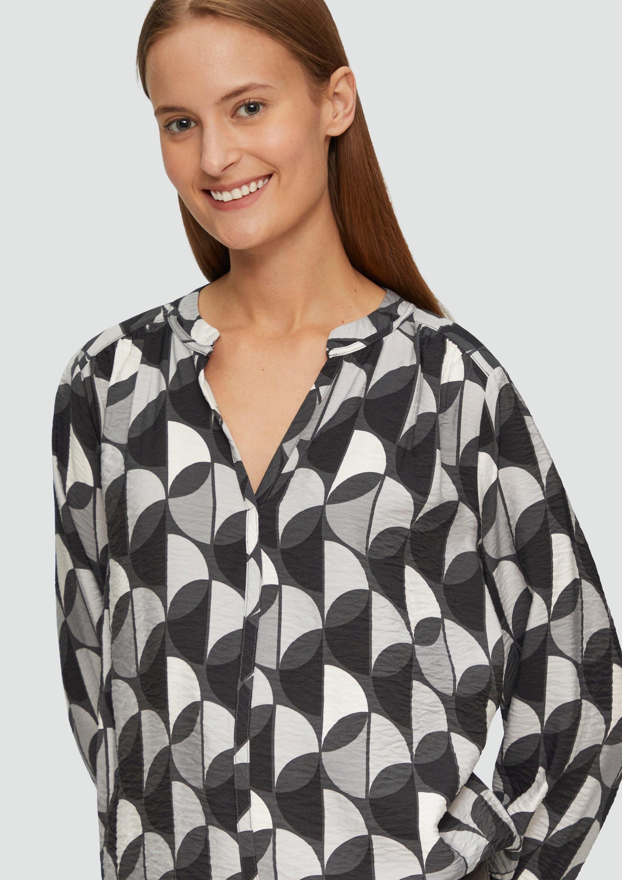 s.Oliver Langarmbluse Bluse Strukturierte Bluse aus Viskosemix