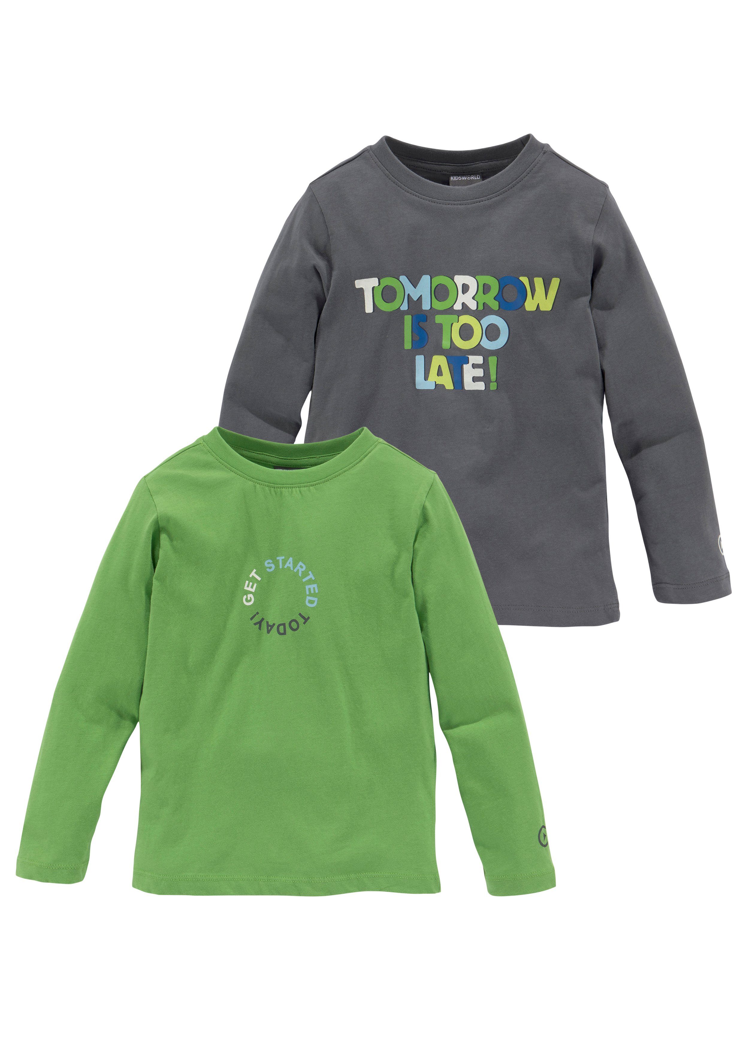 KIDSWORLD Langarmshirt GET STARTED TODAY (Packung, 2-tlg., 2er-Pack)