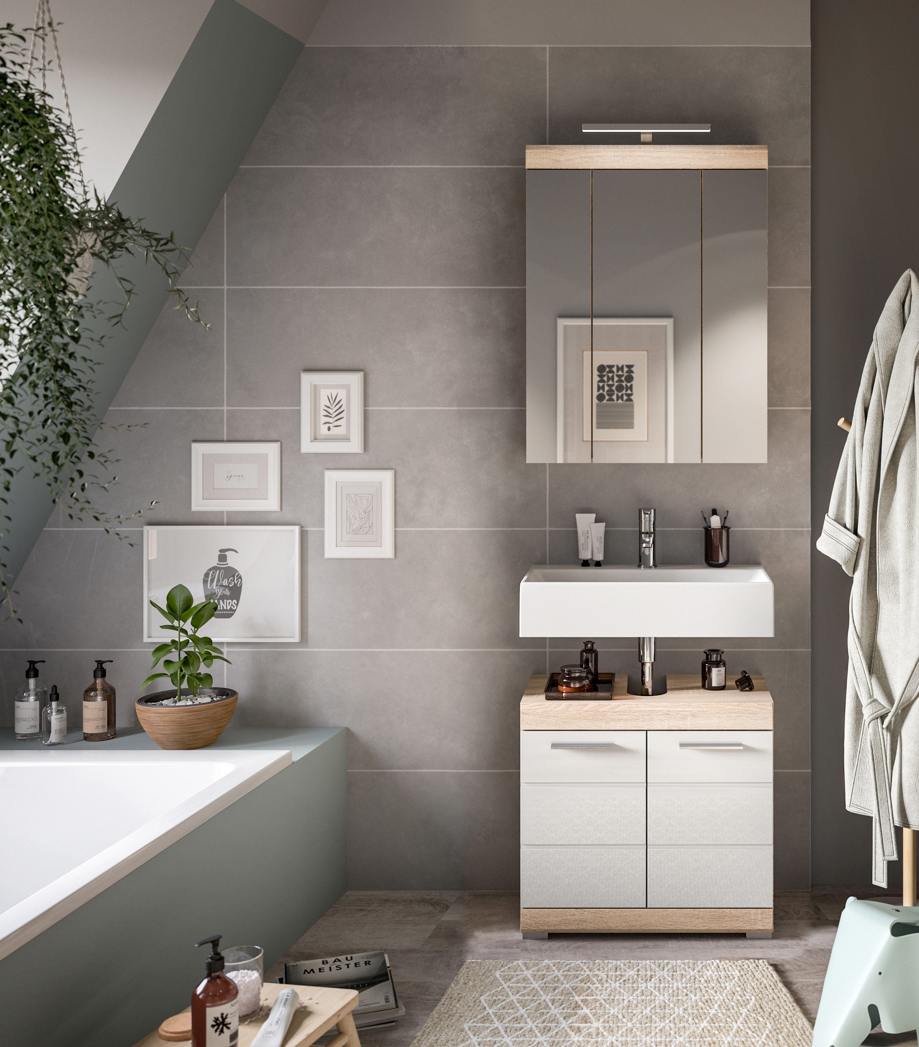 INOSIGN Badmöbel-Set "Siena, 2 teilig, inklusive LED Beleuchtung, bestehend günstig online kaufen