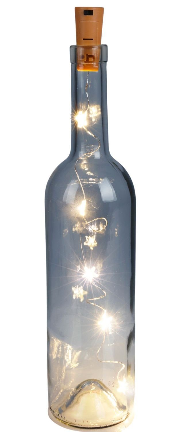 BURI Lichterkette Flaschen-Lichterkette Weihnachten Winter Stern Korken Flaschenlicht