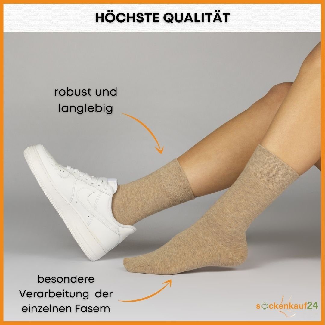 Socken Herren 70101T Socken (Exclusive Baumwolle Pique-Bund 10-Paar, sockenkauf24 Damen 10 WP Business-Socken gekämmter mit Komfort aus (Sand/Braun, & 39-42) Premium Line) Paar -