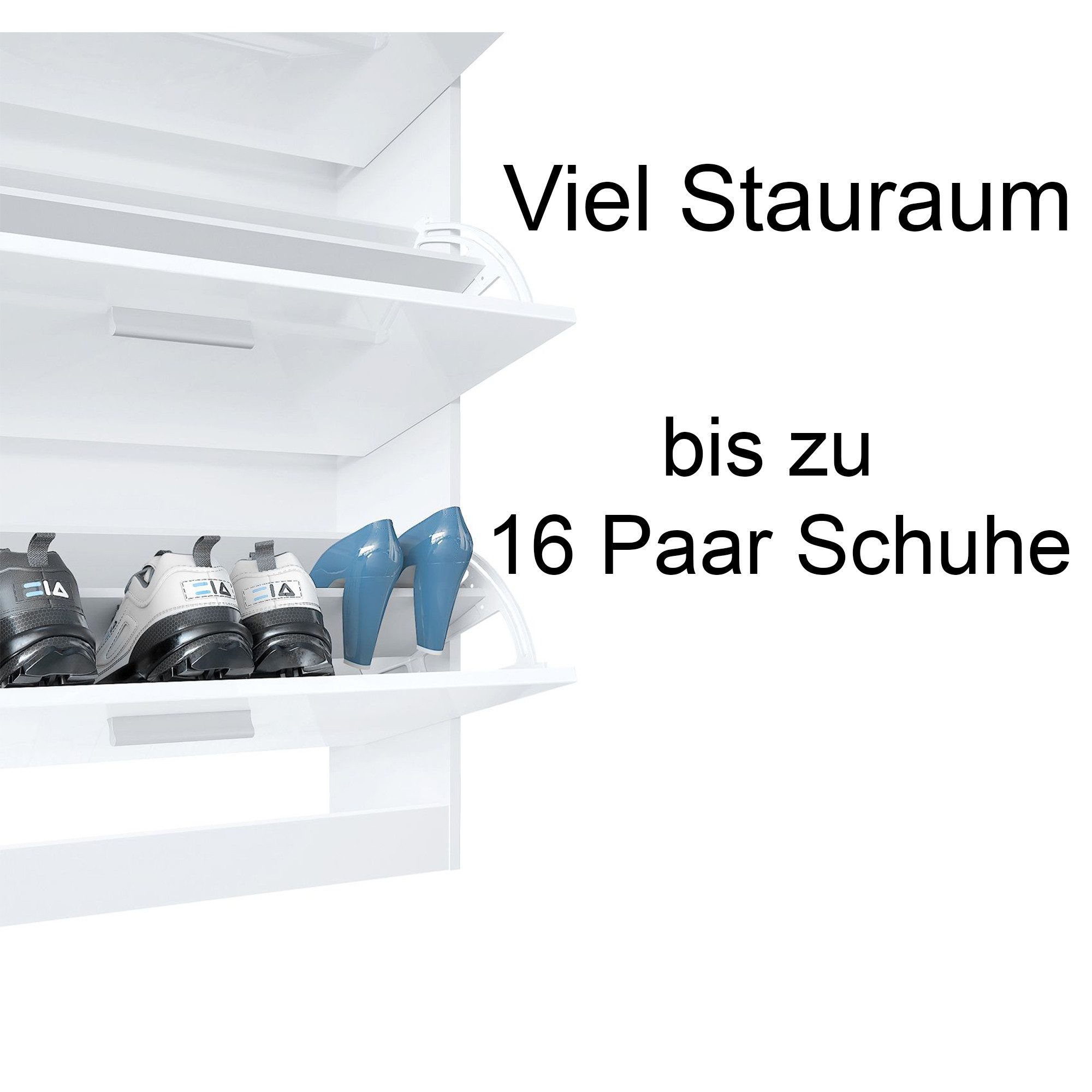 InnoFurn Schuhschrank Roma Schuhkipper (Schuhkommode, Weiß matt (89 x 95,5 x 23 cm) Platzsparender Schuhkipper Flurschrank für Diele Flur Garderobe