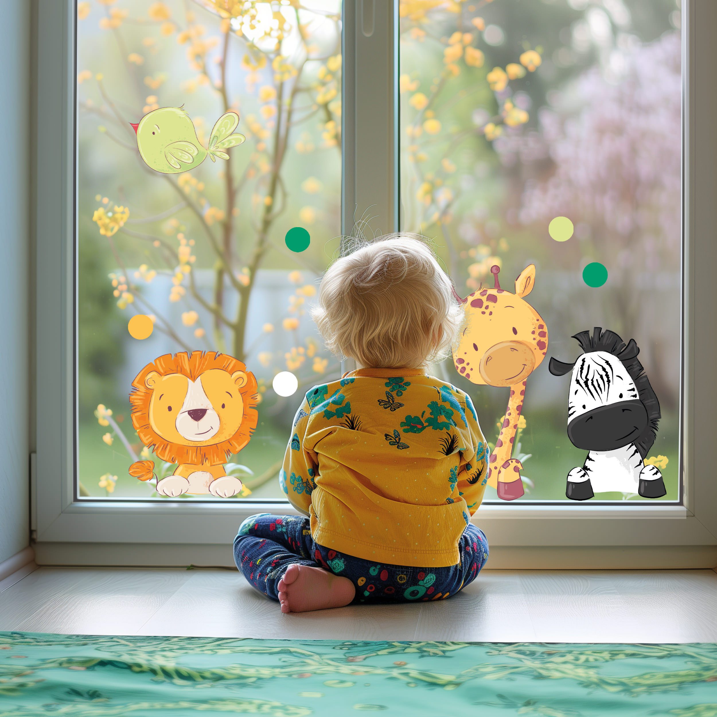 Sunnywall Fensterdekoration wiederverwendbares Fensterbild Tiere Giraffe günstig online kaufen