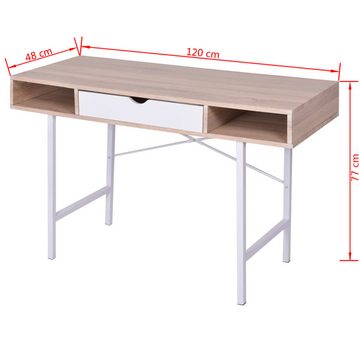 furnicato Schreibtisch mit 1 Schublade Eiche und Weiß