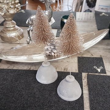 Macosa Home Weihnachtsfigur Weihnachtsdeko Gold 2er Set Tannenbaum Glitzer modern 25 cm (2 St), Christbaum Drahtbaum Weihnachtsbaum innen Weihnachten Tanne