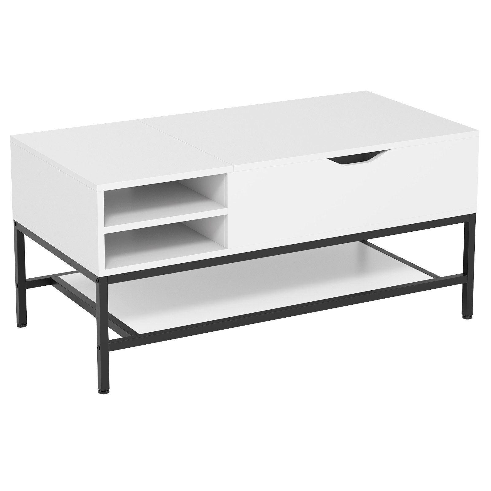 COSTWAY Couchtisch, hühenverstellbar, mit Stauraum, Holz, günstig online kaufen