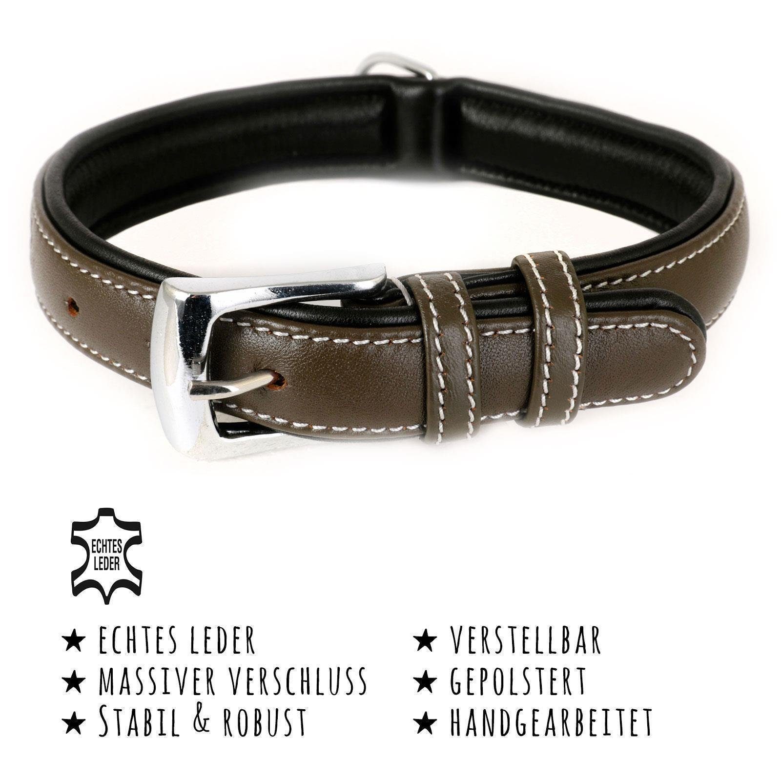 Monkimau Hunde-Halsband Hundehalsband aus Leder, Leder