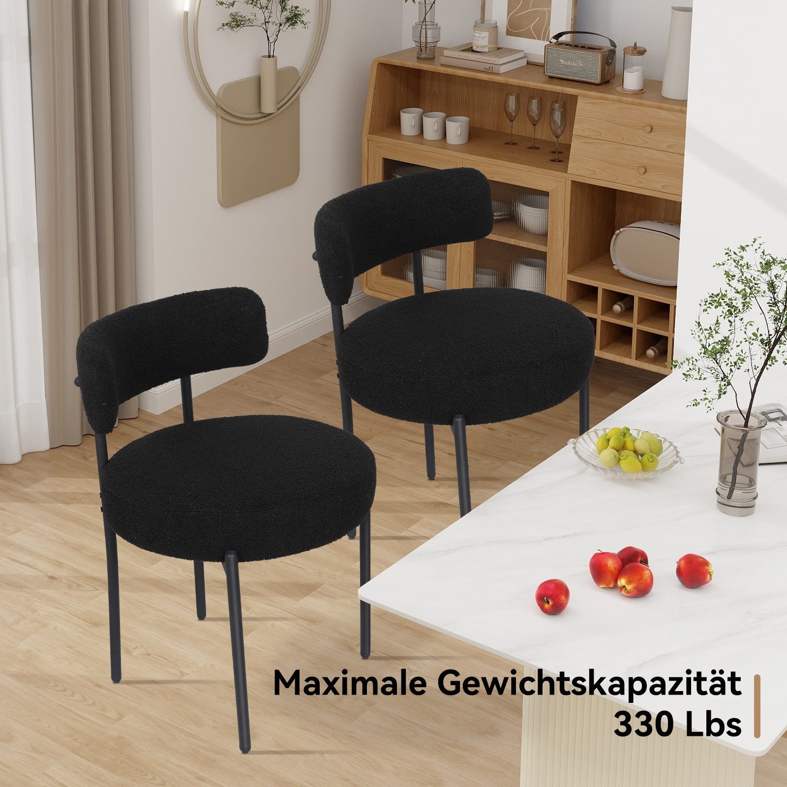 Puluomis Esszimmerstuhl (2/ 4/6er Set Bouclé mit Rückenlehnen, Polsterstühl günstig online kaufen