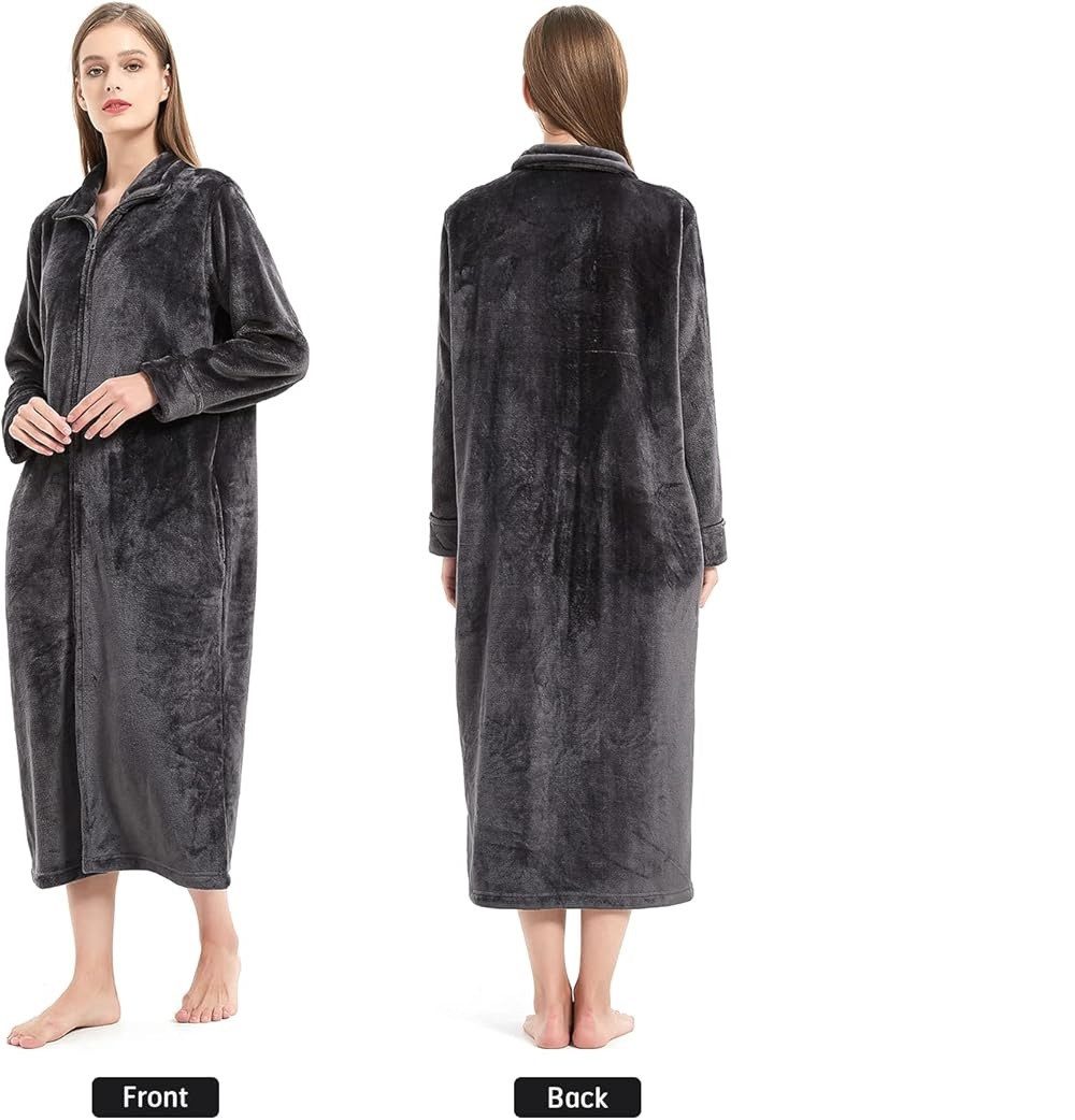 TSE Bademantel SEASHORE TREE Flanell Bademantel mit Frontreißverschluss Unisex