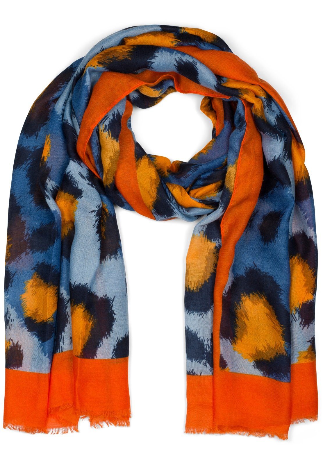 mit Orange-Blau styleBREAKER Oversize Leoparden Print Modeschal, (1-St), Schal