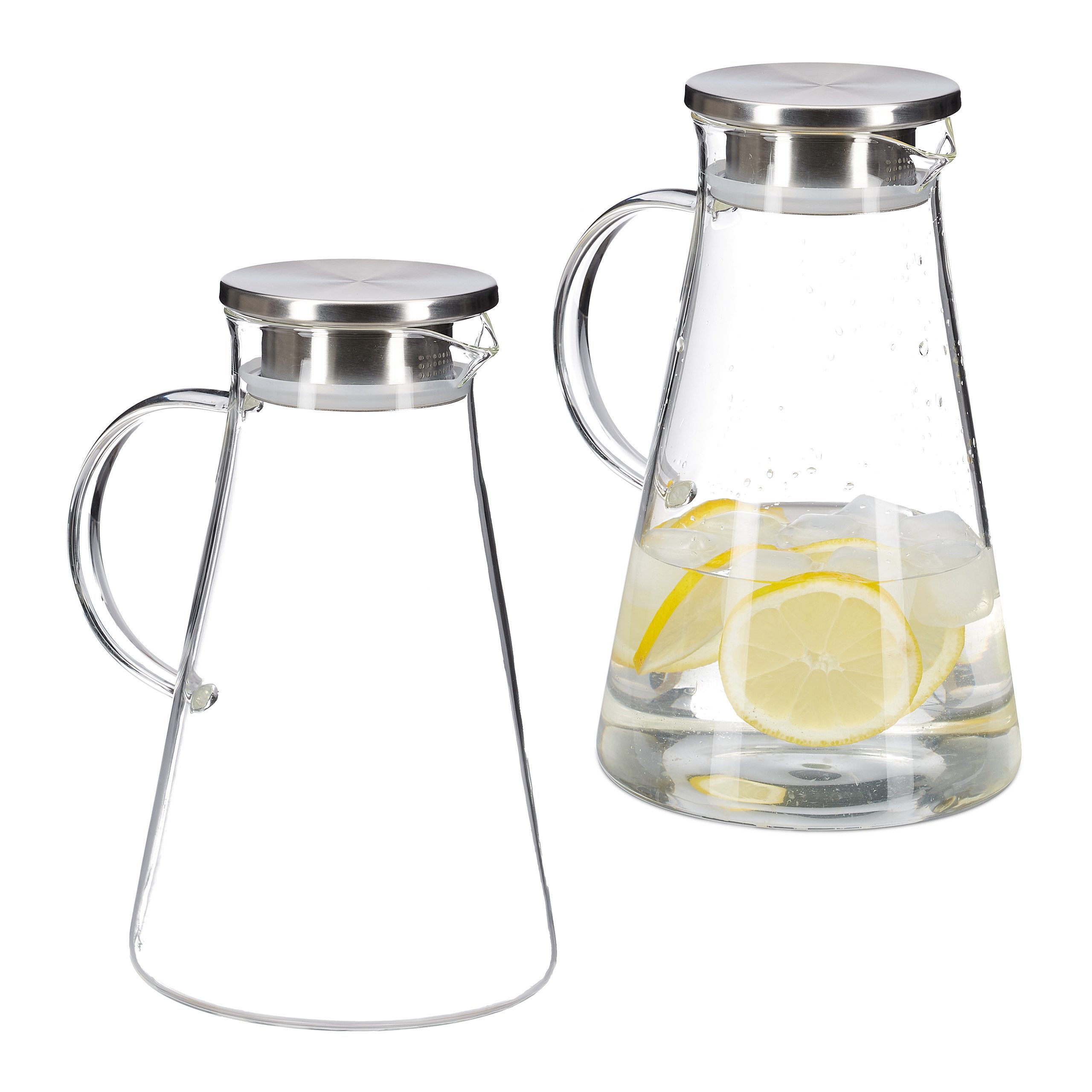 Karaffe 2 x Glaskaraffe mit Deckel 1,8 Liter
