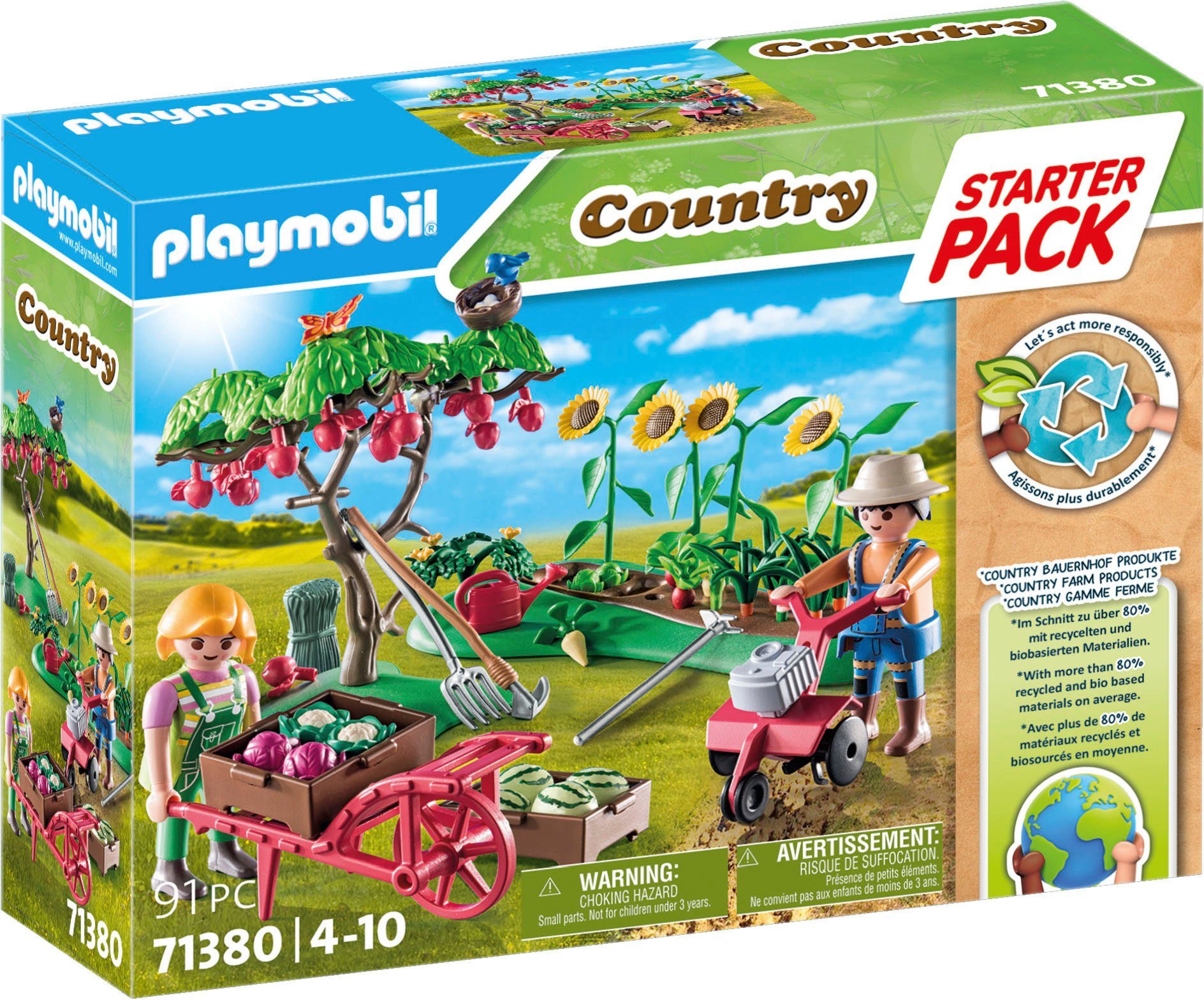 Playmobil® Konstruktions-Spielset Starter Pack, Bauernhof Gemüsegarten (71380), Country, (91 St), teilweise aus recyceltem Material