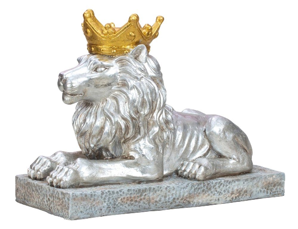 LB H&F Lilienburg Skulptur Dekofigur Löwe XL liegend Dekoobjekt 60cm Figur Skulptur Löwenkönig (könig deko eingang torwächter tier lionking löwenkönig krone), steinfigur tierfigur löwenfigur home einrichtung prunk pömpös luxus