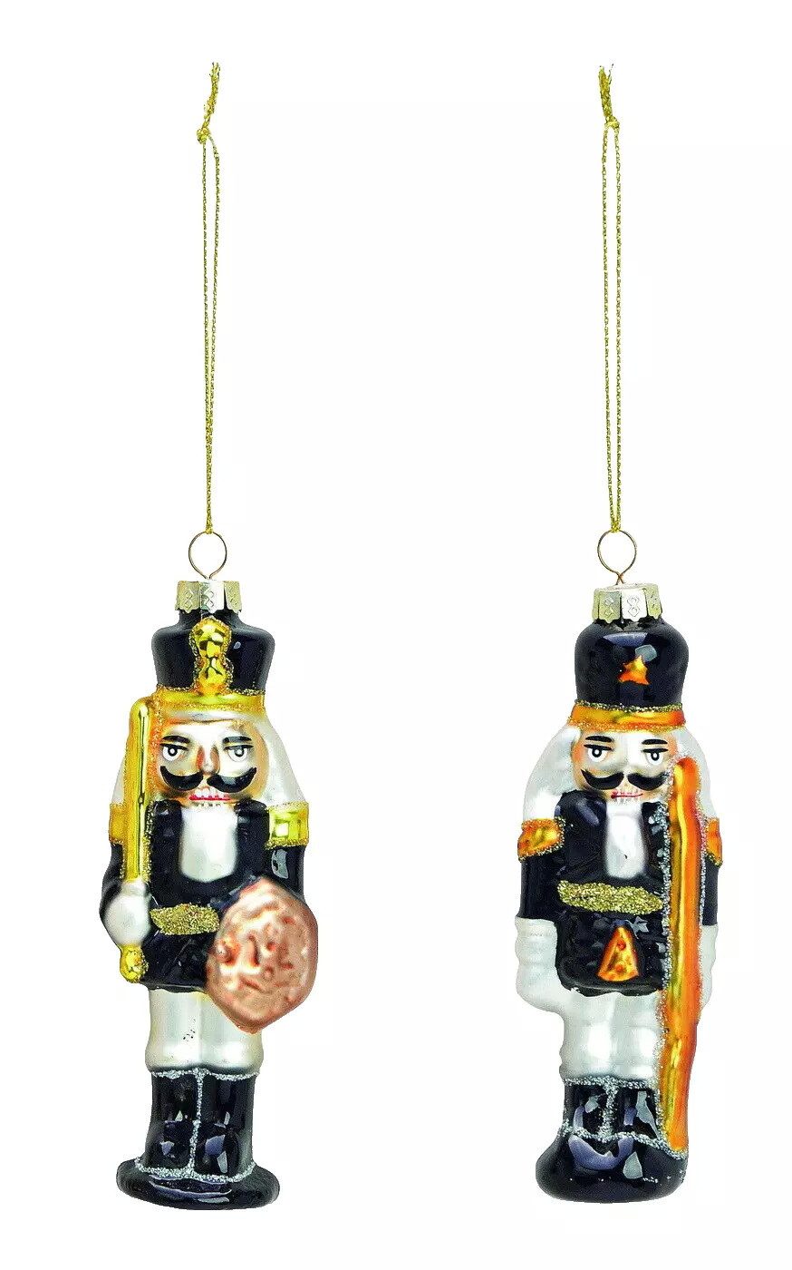 Kaufhaus le petit Weihnachtsfigur Nussknacker Set Glas Anhänger Deko Christbaumschmuck Baumschmuck, Dekofigur, Dekoskulptur, Dekoobjekt Dekohänger aus Glas