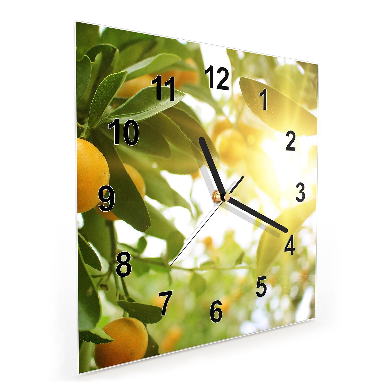 30 mit x Orangenbaum Primedeco Wanduhr cm Wandkunst Glasuhr Größe Motiv Wanduhr 30