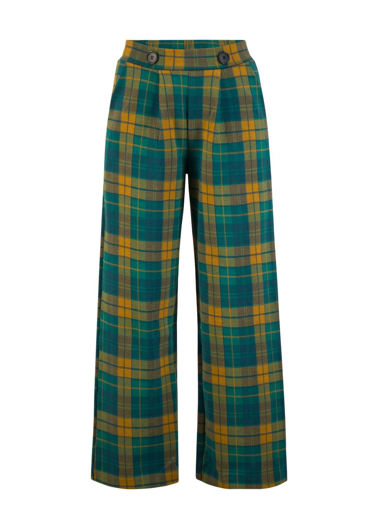 Blutsgeschwister Stoffhose Lässige Stoffhose mit Karomuster und weitem Bein - Damenhose