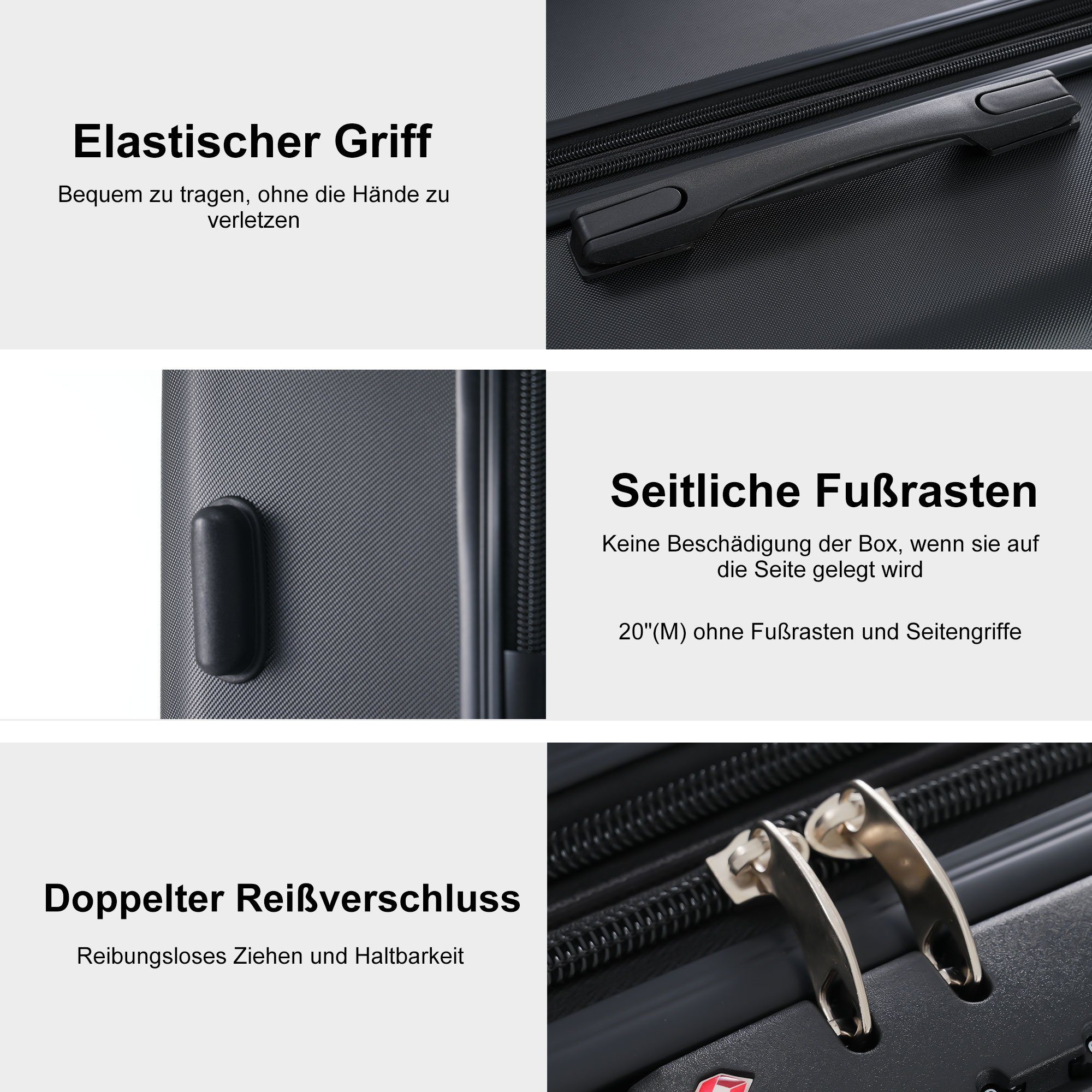 Flieks Trolleyset, 4 Rollen, (Set, 4 tlg), Kofferset Handgepäckkoffer Hartschalentrolley Set, mit kleiner Tasche