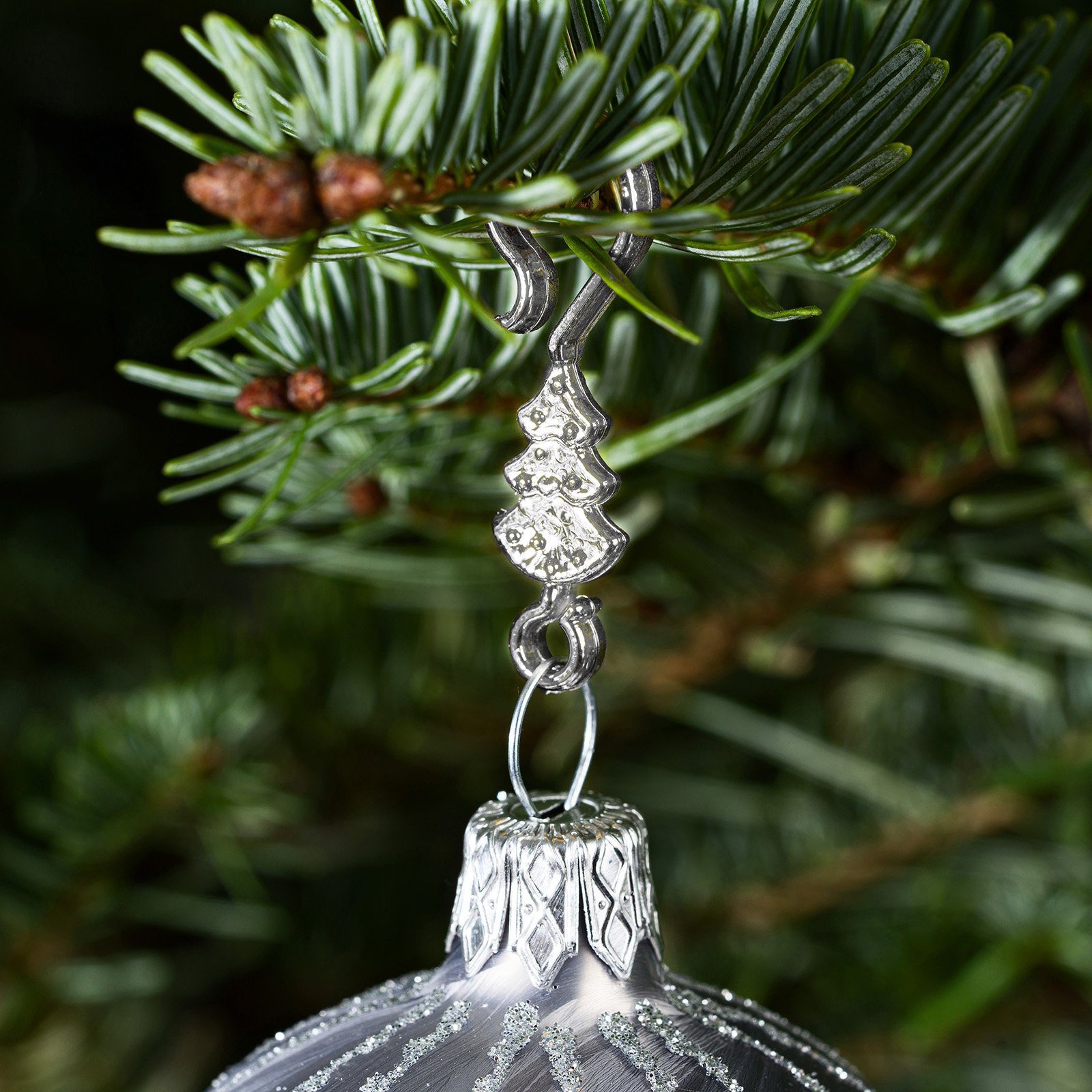 Stück "Chrom Navidacio Haken Silber 60 Weihnachtskugeln Aufhänger Weihnachtsbaumkugel Tannenbaum"