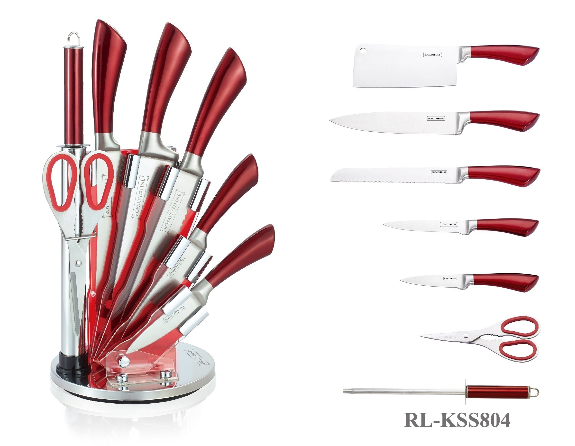Royalty Line Ножи-Set Ножи Kochmesser Ножиständer Ножиset 8-tlg. Royalty Line rot (8-teiliges Ножи-Set)