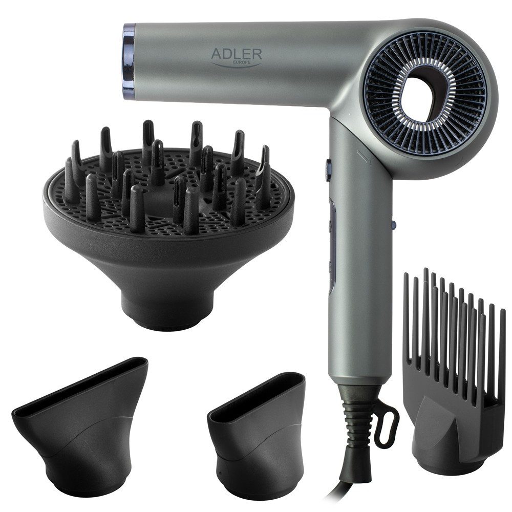 ADLER EUROPE Ionic-Haartrockner AD 2289 SUPERSPEED Haartrockner mit Ionen-Technologie, 1600 W, brushless Motor klappbarer Griff, Schwarz