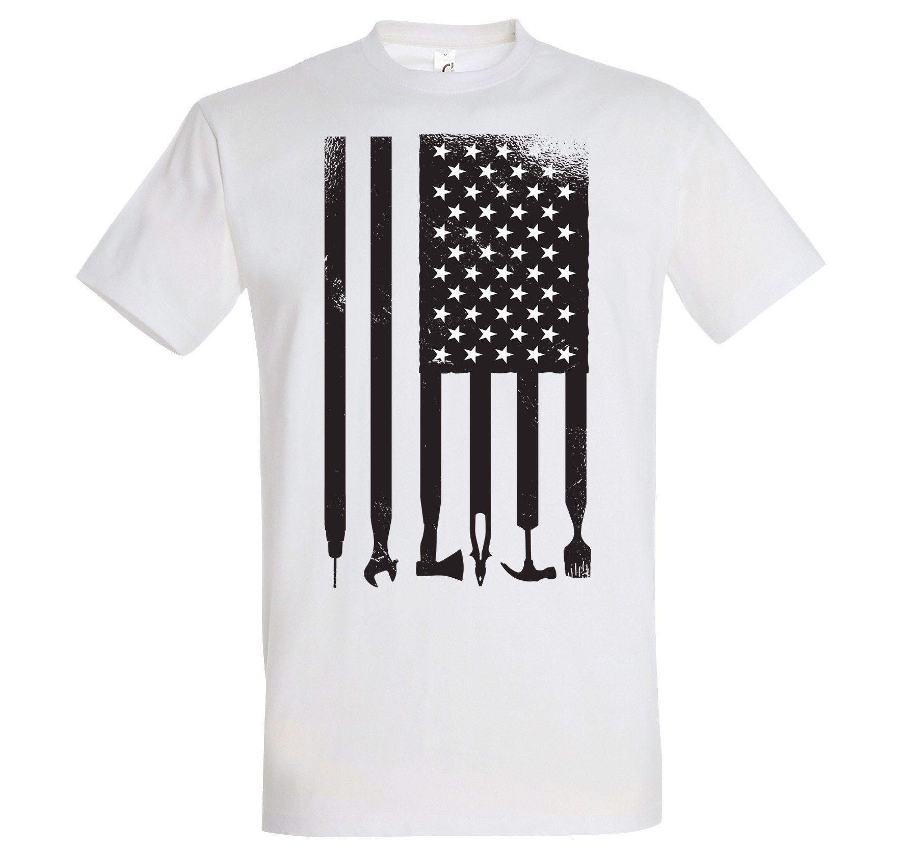 Youth Designz T-Shirt USA Werkzeug Herren T-Shirt mit Trendigem Frontdruck Weiss