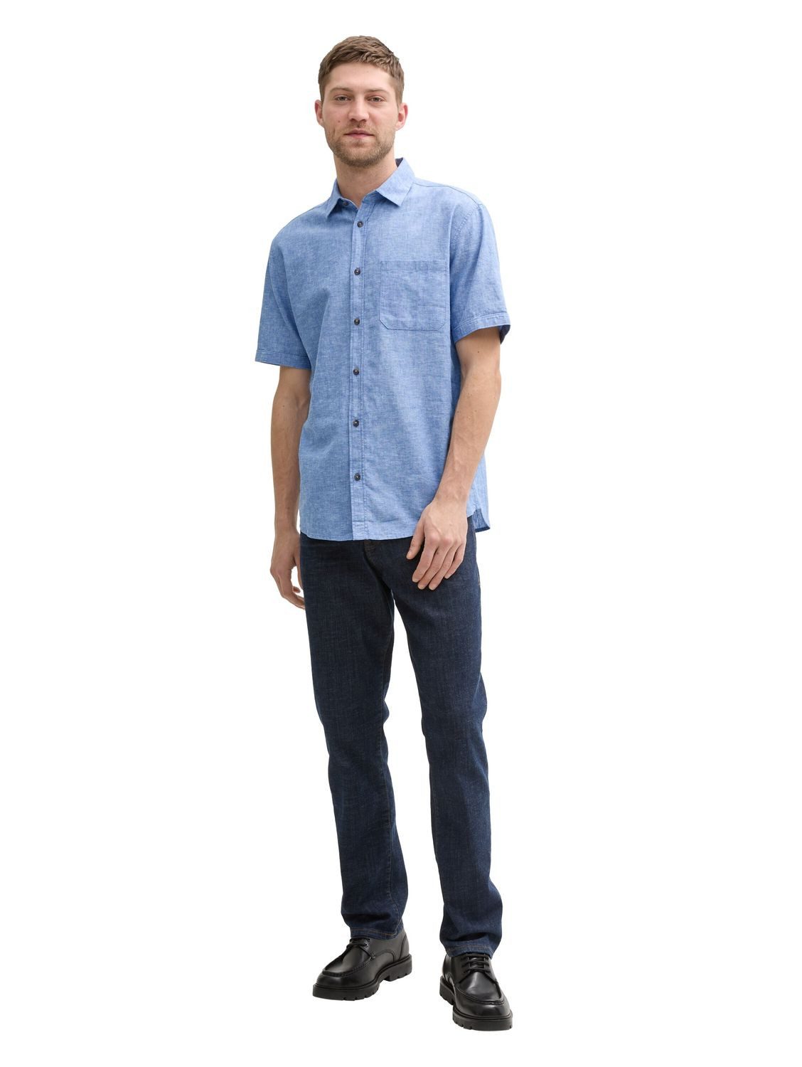 TOM TAILOR Kurzarmhemd COTTON LINEN SHIRT günstig online kaufen