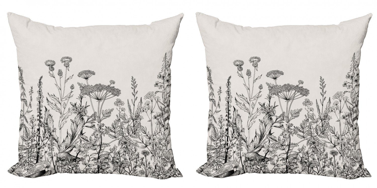 (2 Accent Modern Stück), Kissenbezüge Wildflower Abakuhaus Botanical Doppelseitiger Land Digitaldruck, Blume