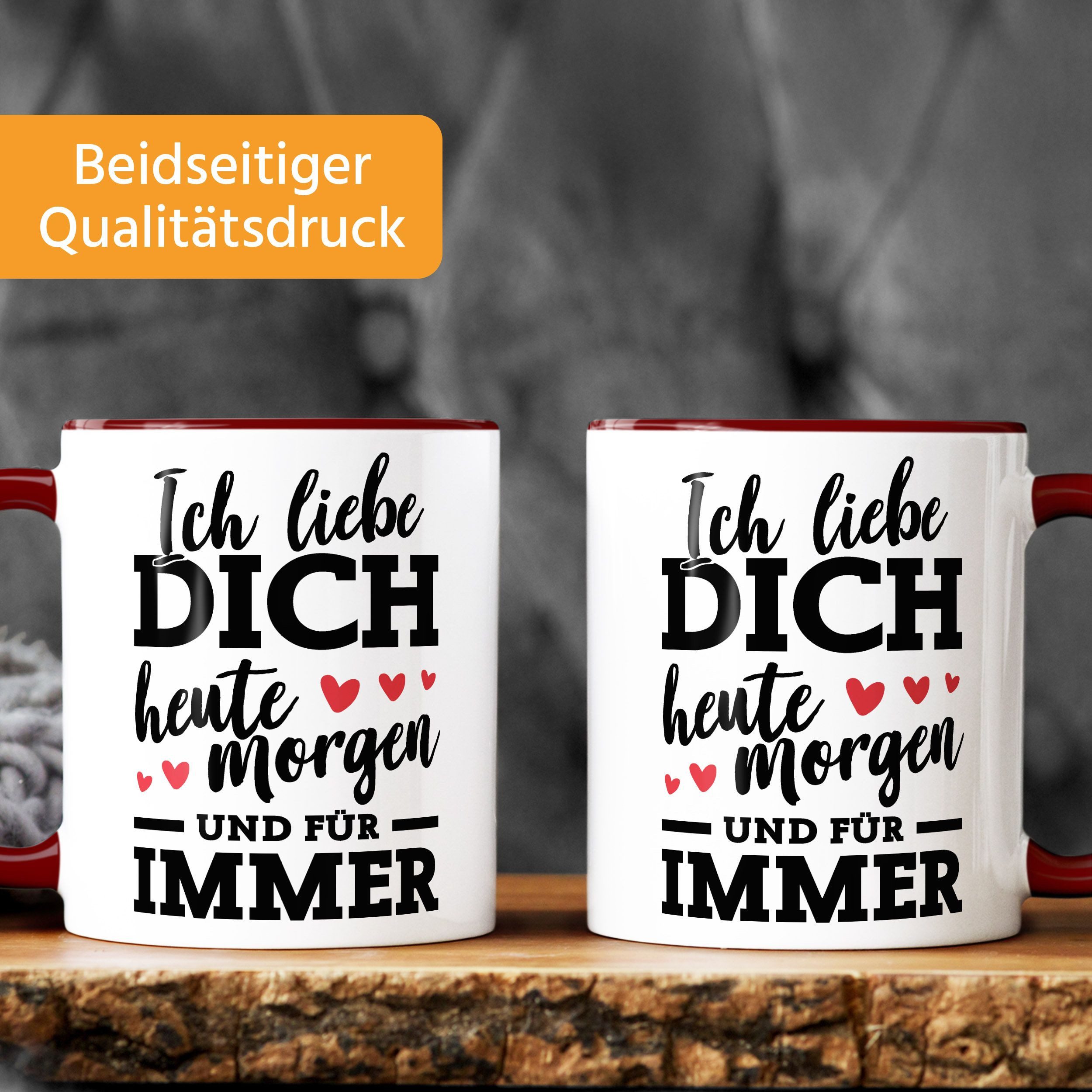 MoonWorks Tasse Kaffee-Tasse Ich liebe dich heute morgen und für immer Geschenk, Keramik