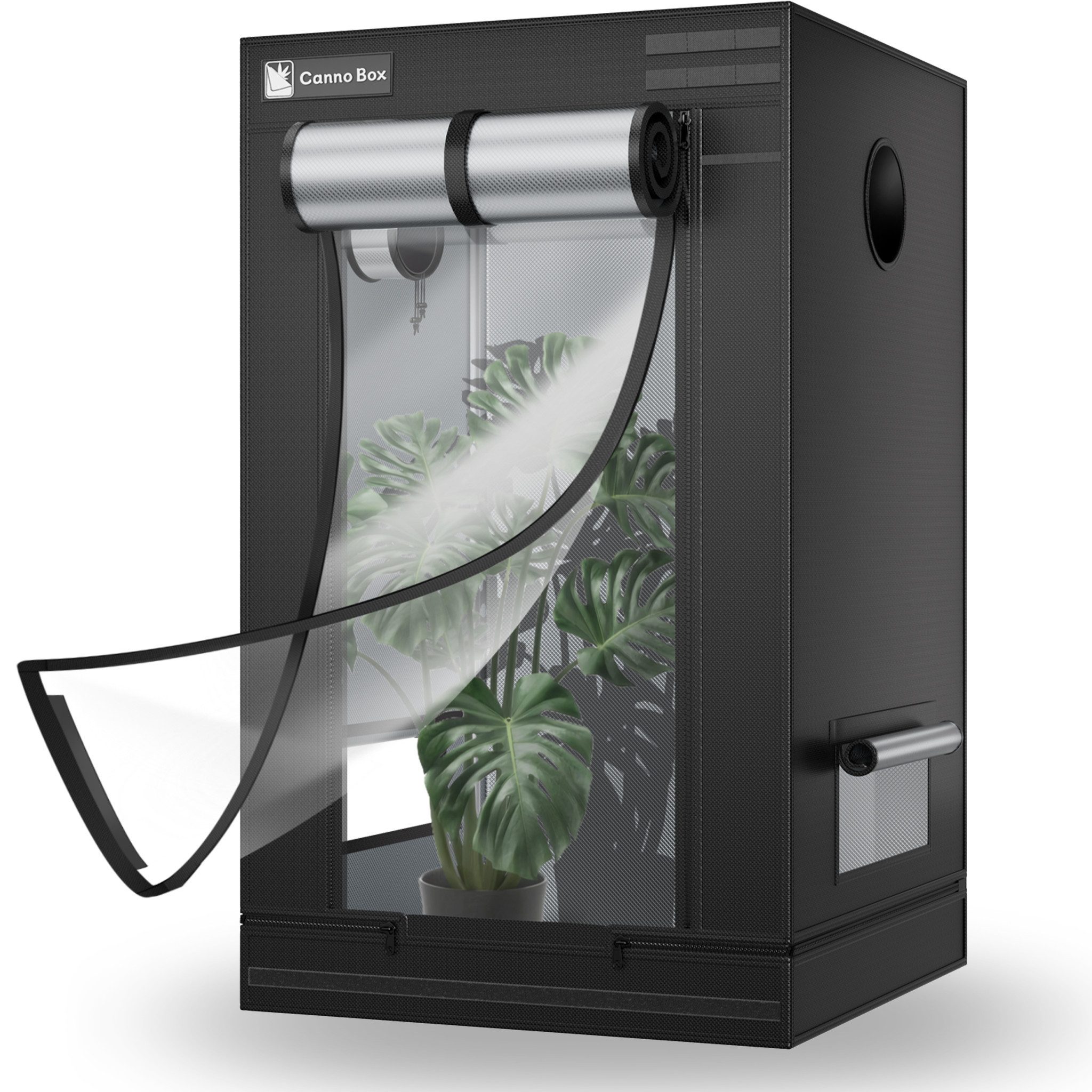 CannoBox Gewächshaus CannoBox Growbox Die zweischichtige Tür Growzelt Growschrank, BxTxH: 60 x 60 x 100 cm, BxTxH:80x80x180cm,1680D,Lichtdichte Tür und Beobachtungstür