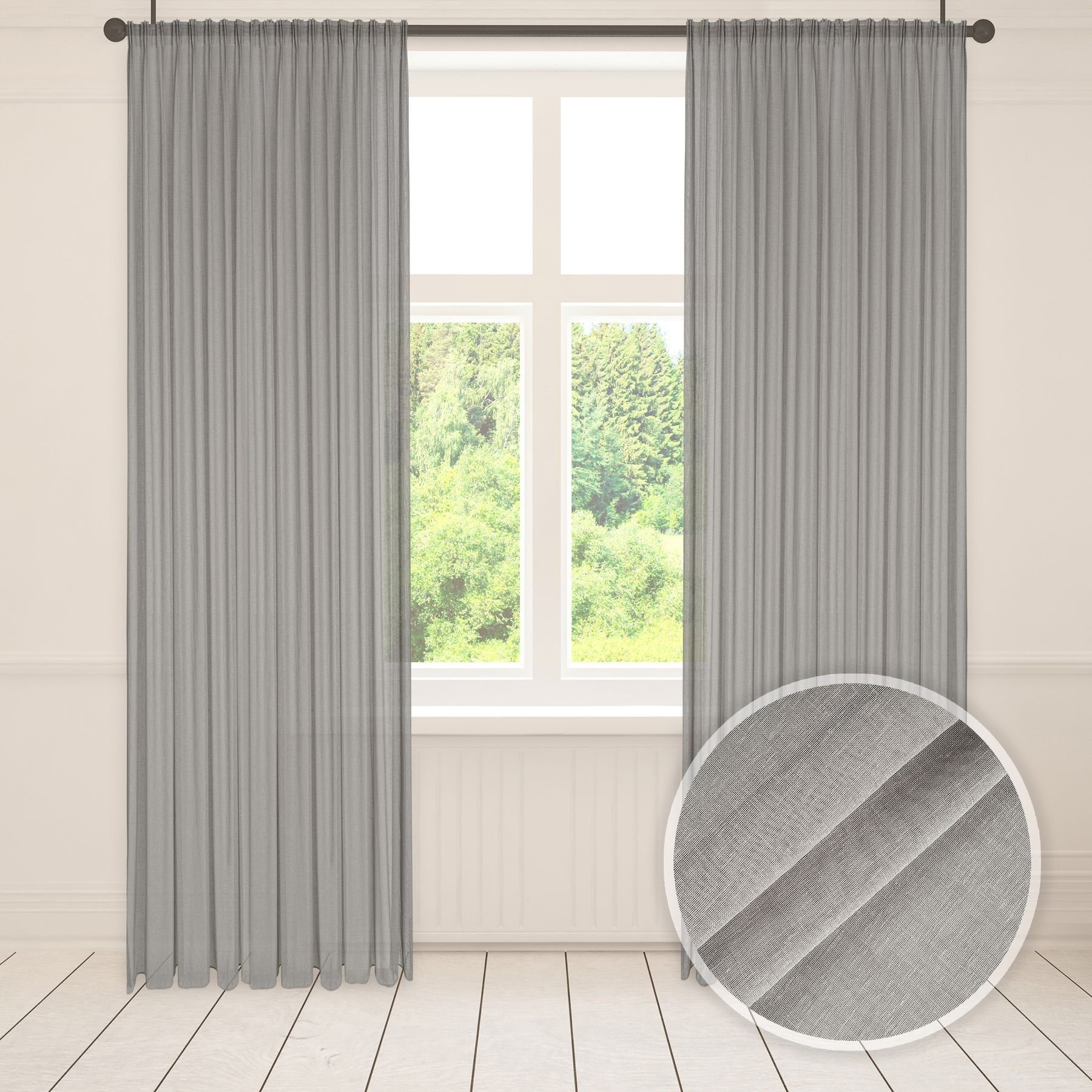 Asphald Gardine Gardinen auf Maß grau-taupe Webware 3er Falte 1:2,5 (1 St), Faltenband, St.Br 200cm f.Breite 80cm