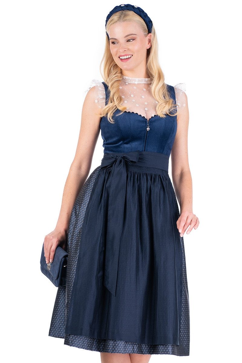 Spieth & Wensky Dirndl Samt Dirndl 2tlg. - GLAST - dunkelblau günstig online kaufen