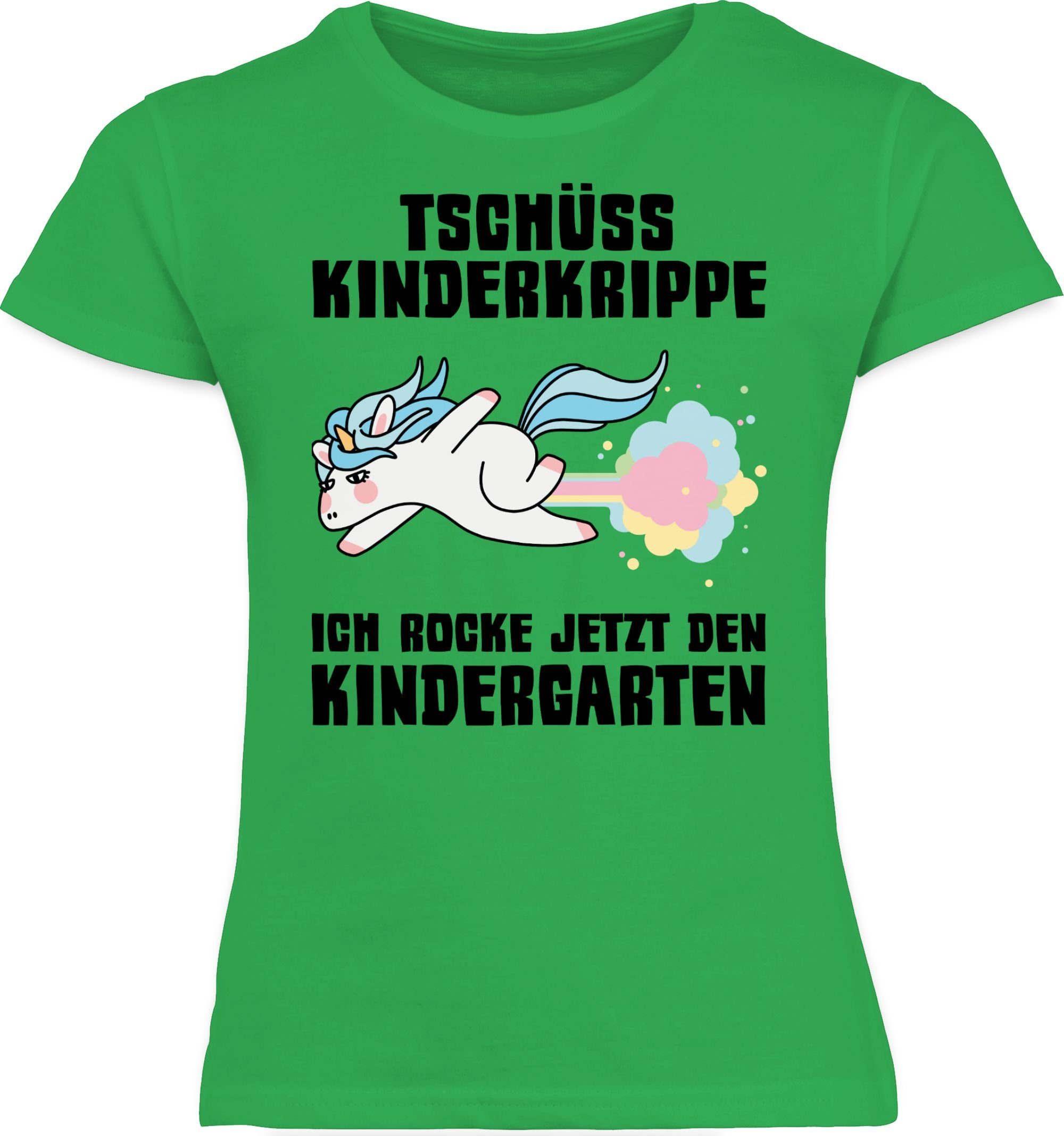 Kinder Kids (Gr. 92 -146) Shirtracer T-Shirt Fliegendes Einhorn - Tschüss Kinderkrippe ich rocke jetzt den Kindergarten - Kinder