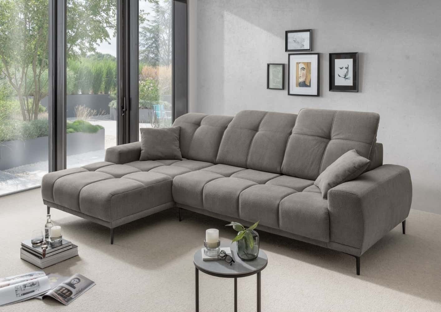 Myhomelando Ecksofa Ernesto, mit elektronischer Sitztiefenverbreitung, Kopflehnenfunktion