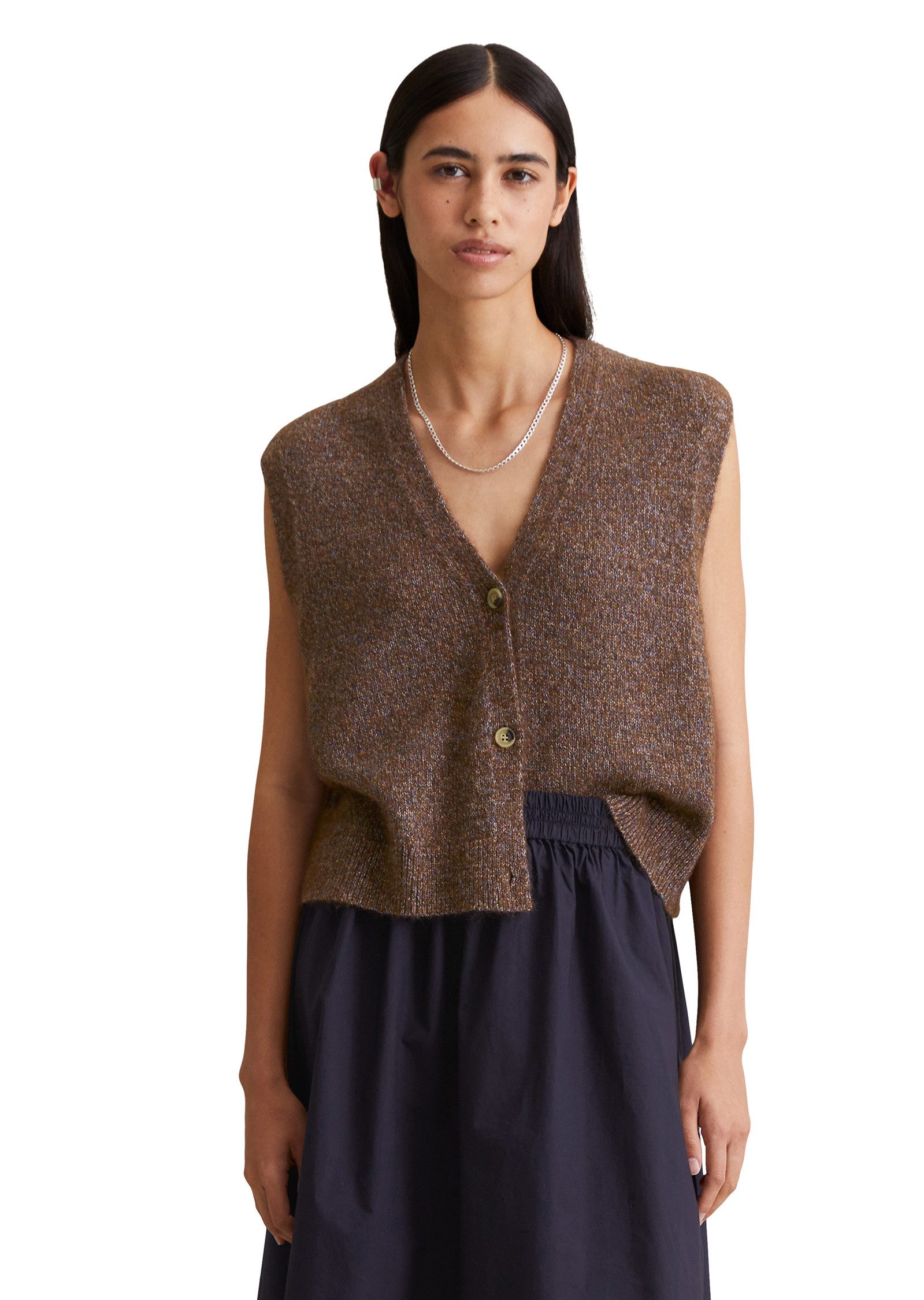 Marc O'Polo DENIM Strickweste aus Baumwoll-Multicolor-Garn günstig online kaufen