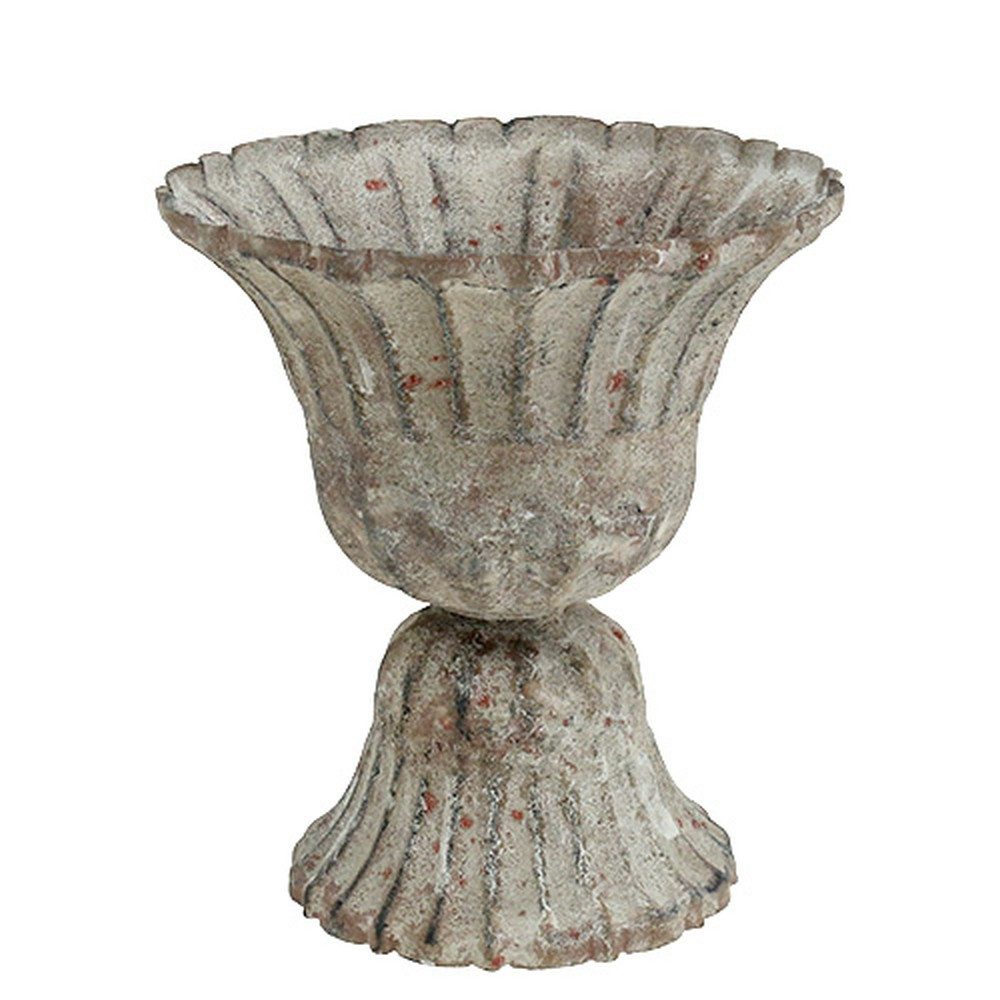 Dekoschale Pokal Grau Antik Optik Metall Vintage Deko Ø12cm H13,5cm