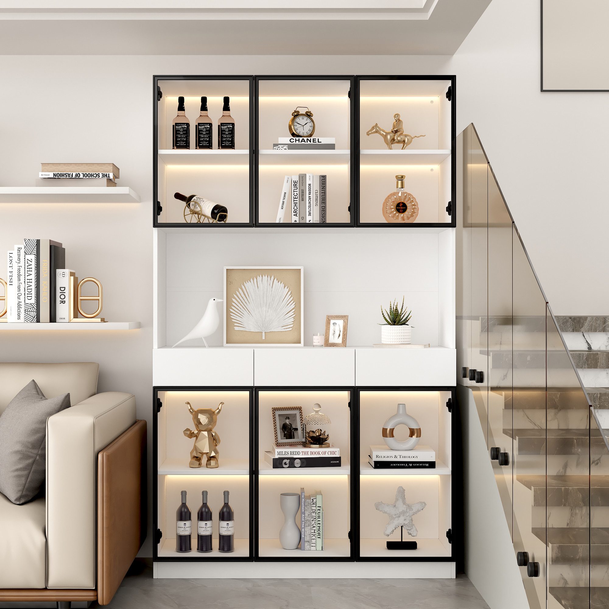 STILVORA Vitrine 2m Highboard Sideboard mit günstig online kaufen
