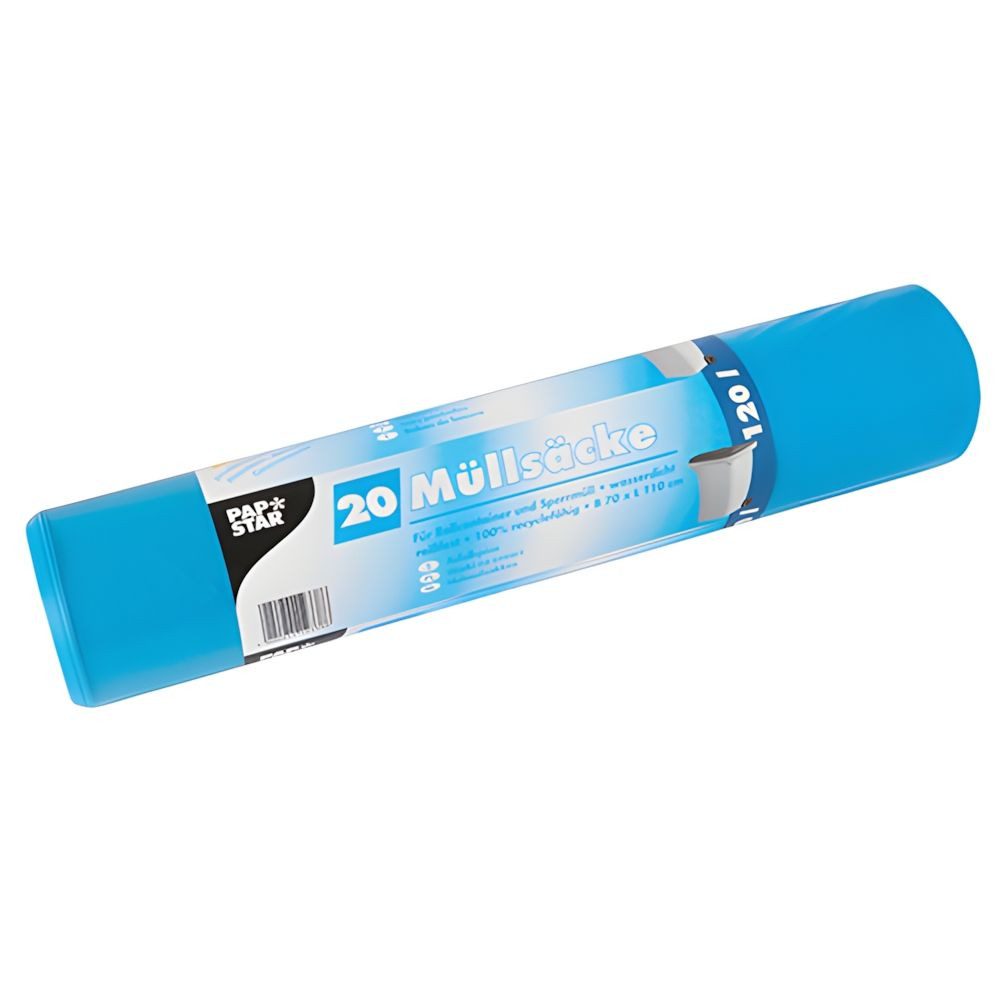 PAPSTAR Müllbeutel Müllsäcke, LDPE 120 l 110 cm x 70 cm blau 43 my 20 Stk
