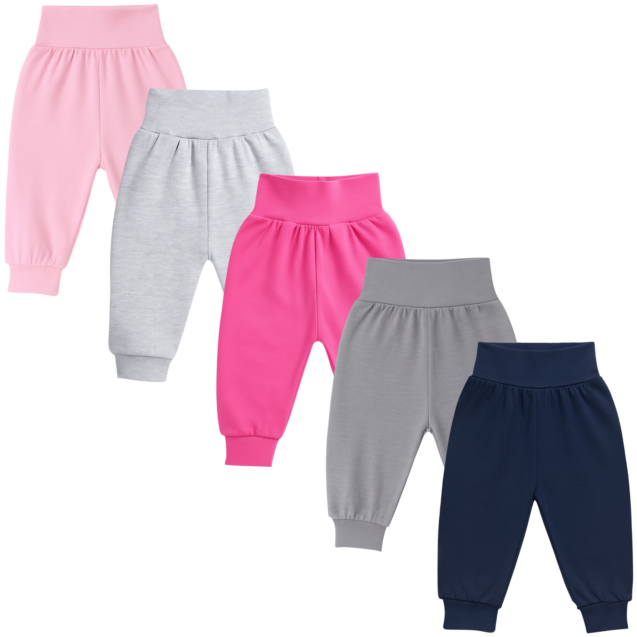 LOREZA Pumphose 5er Set Unisex Bequeme Babyhosen 100% Baumwolle Hose Pumphose (5-tlg)