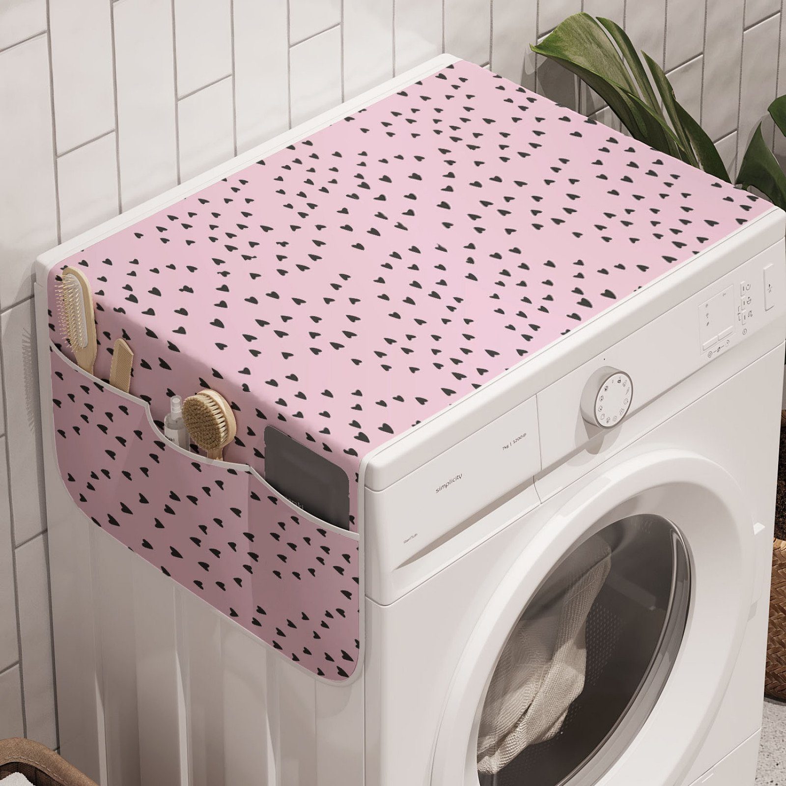 Abakuhaus für und Herz Thema Valentinstag Waschmaschine Motive Trockner, Anti-Rutsch-Stoffabdeckung Badorganizer