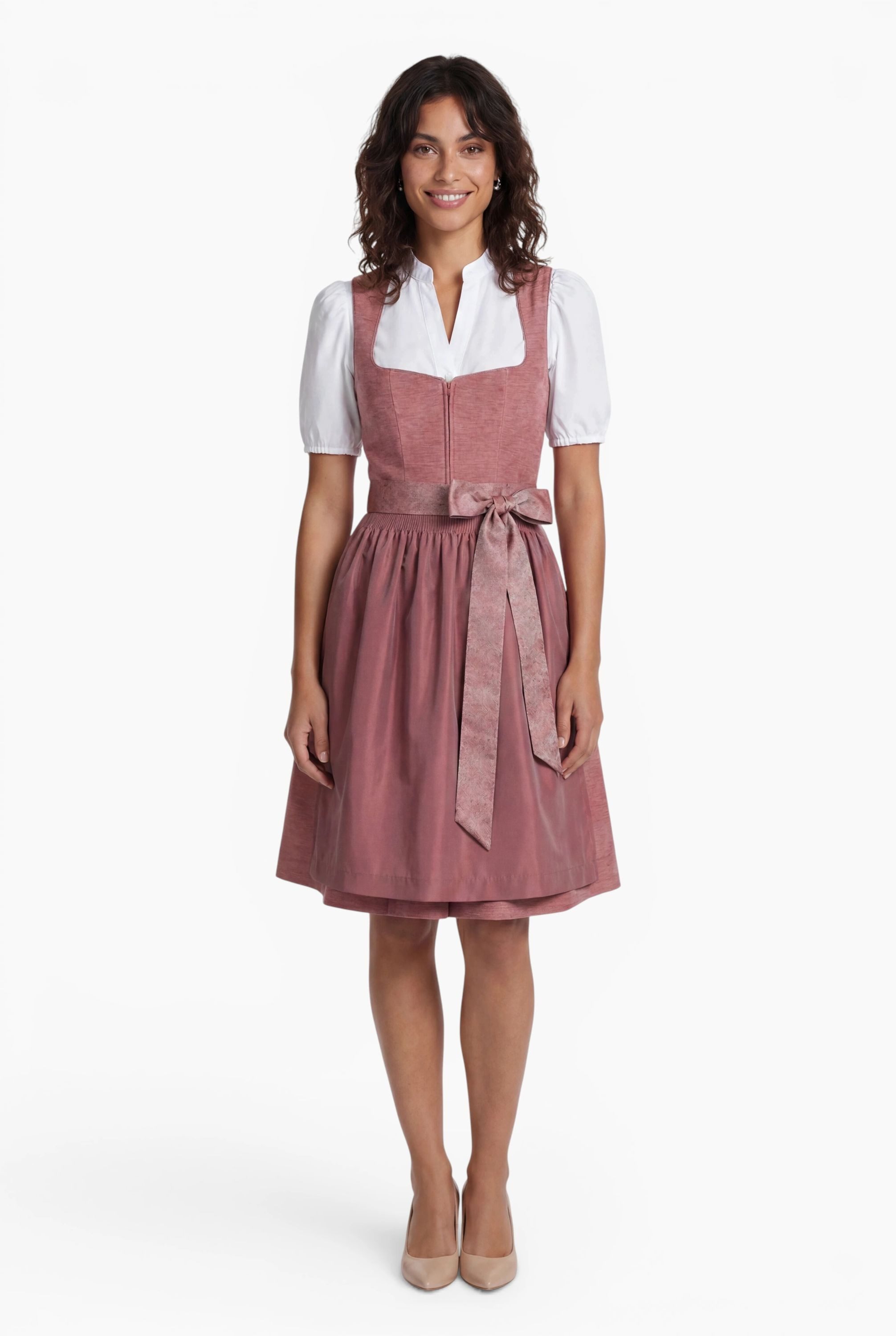Nübler Trachtenkleid Mididirndl Kira in Beere - Rocklänge 65 cm